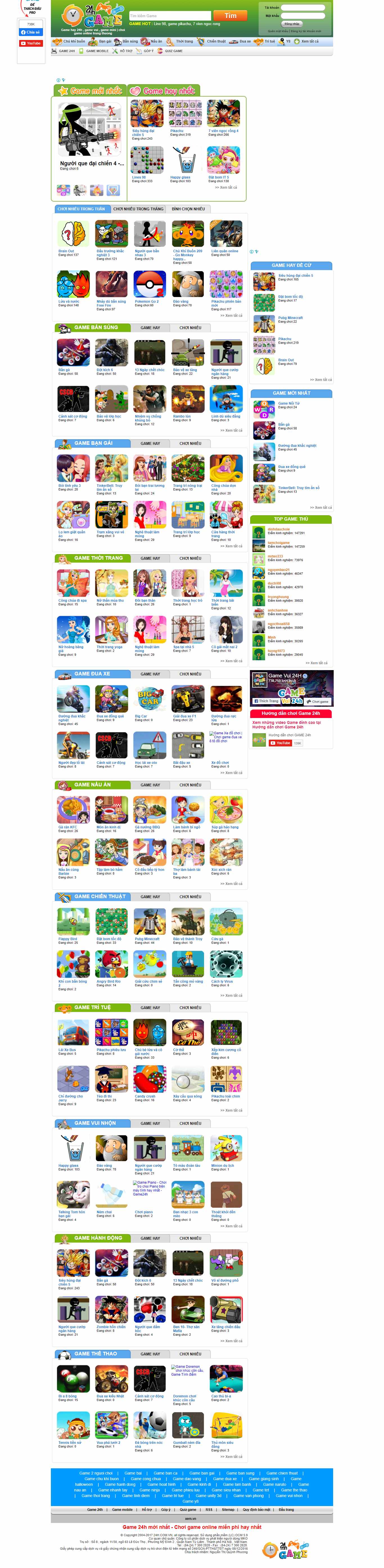 Thiết kế Website Web game - game24hvn
