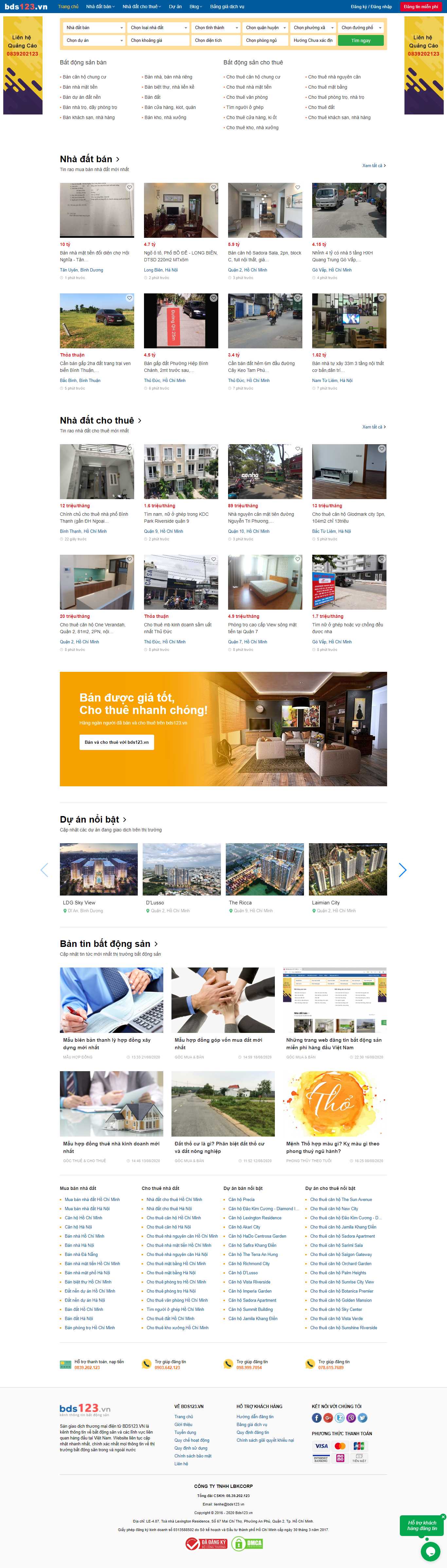 Thiết kế Website web mua bán căn hộ - bds123vn