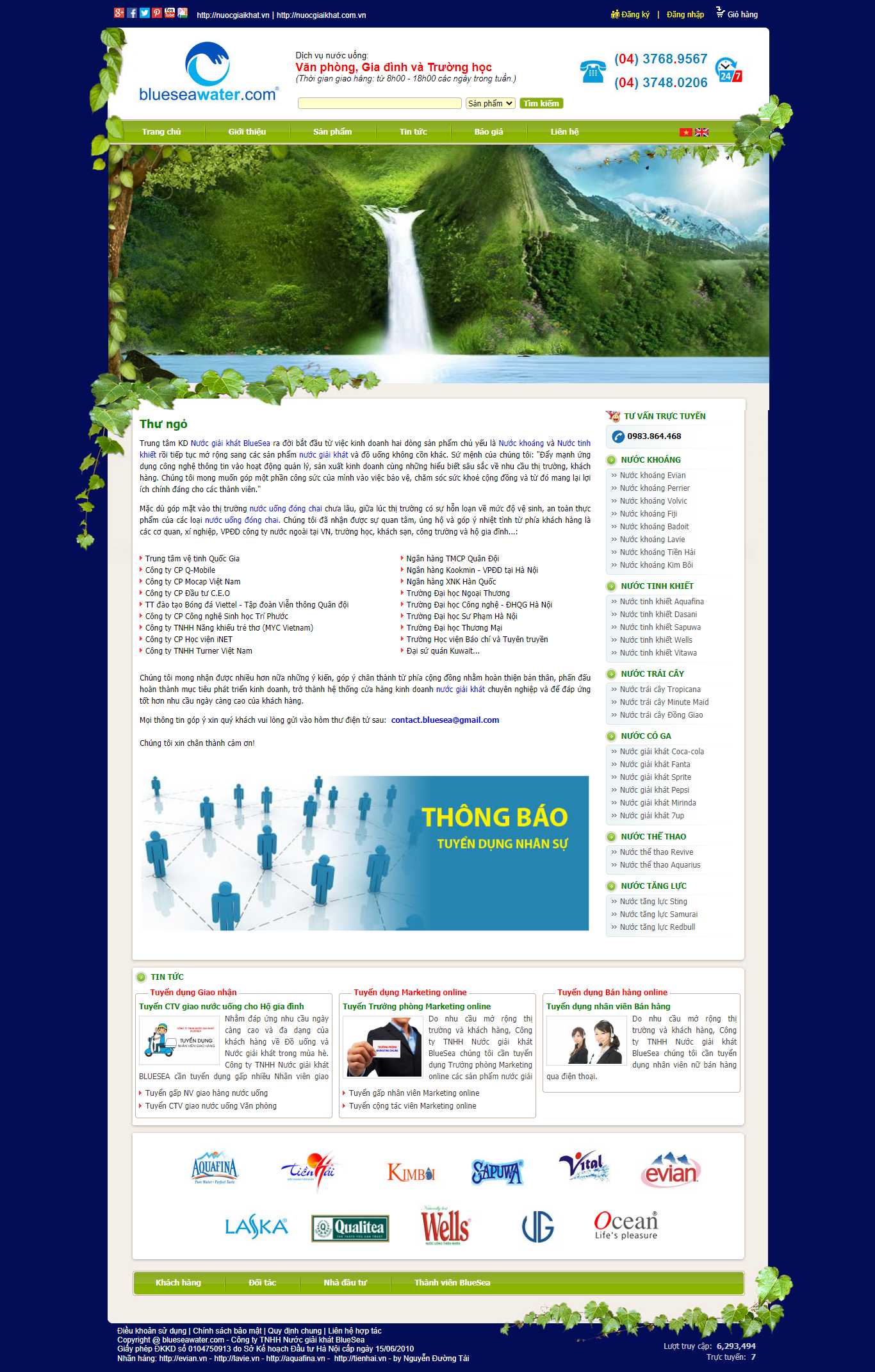 Thiết kế Website web nước giải khát - wwwblueseawatercom
