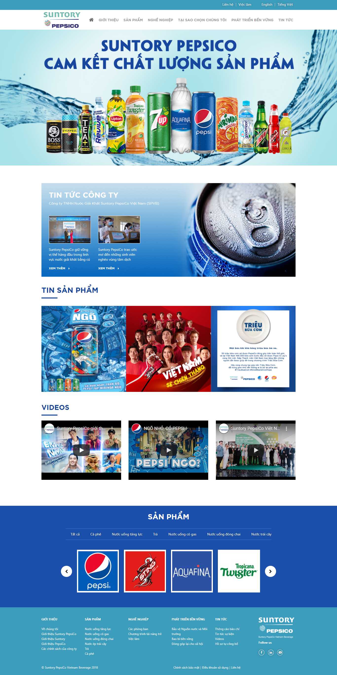 Thiết kế Website web nước giải khát - wwwsuntorypepsicovn