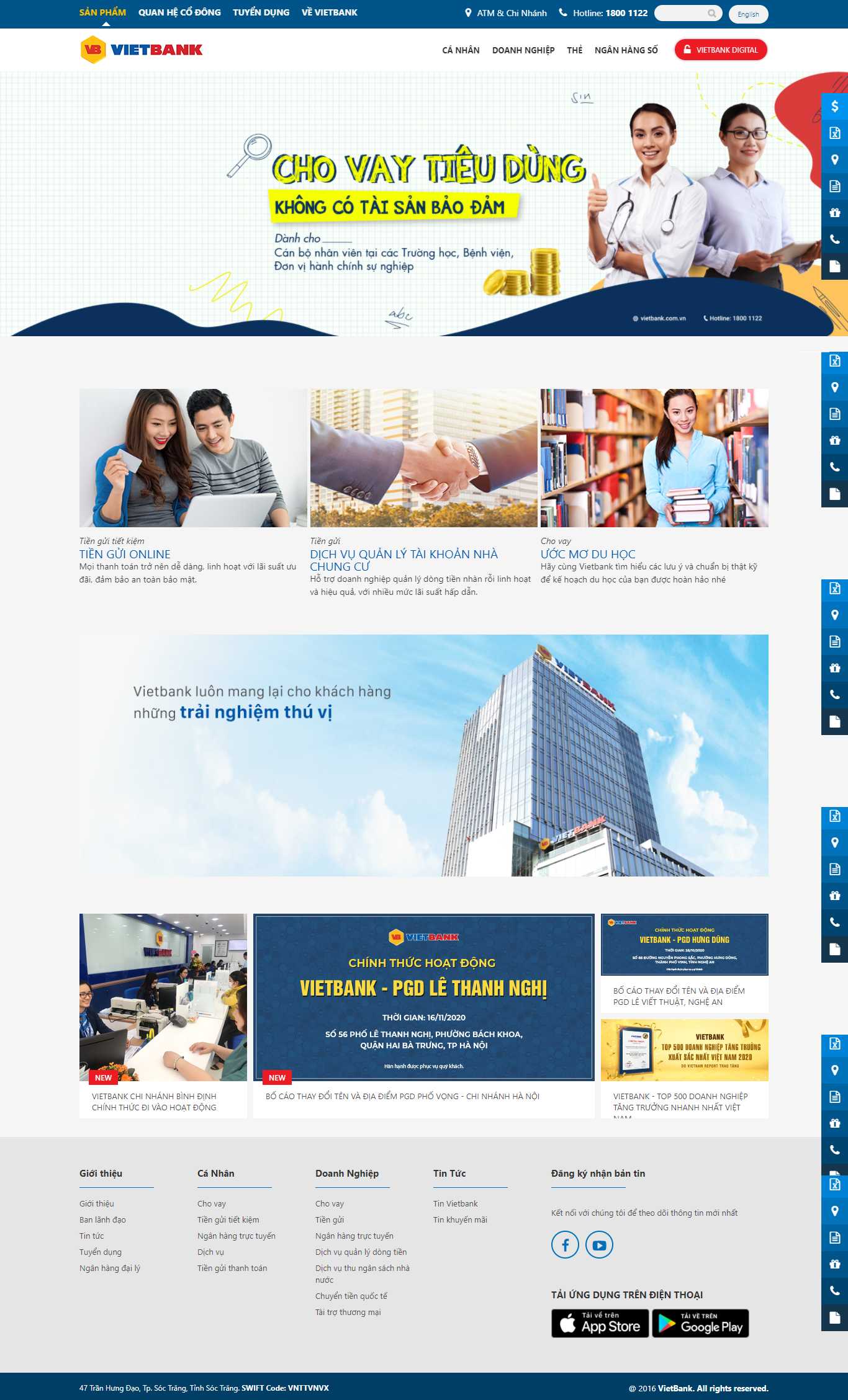 Thiết kế Website web ngân hàng - wwwvietbankcomvn