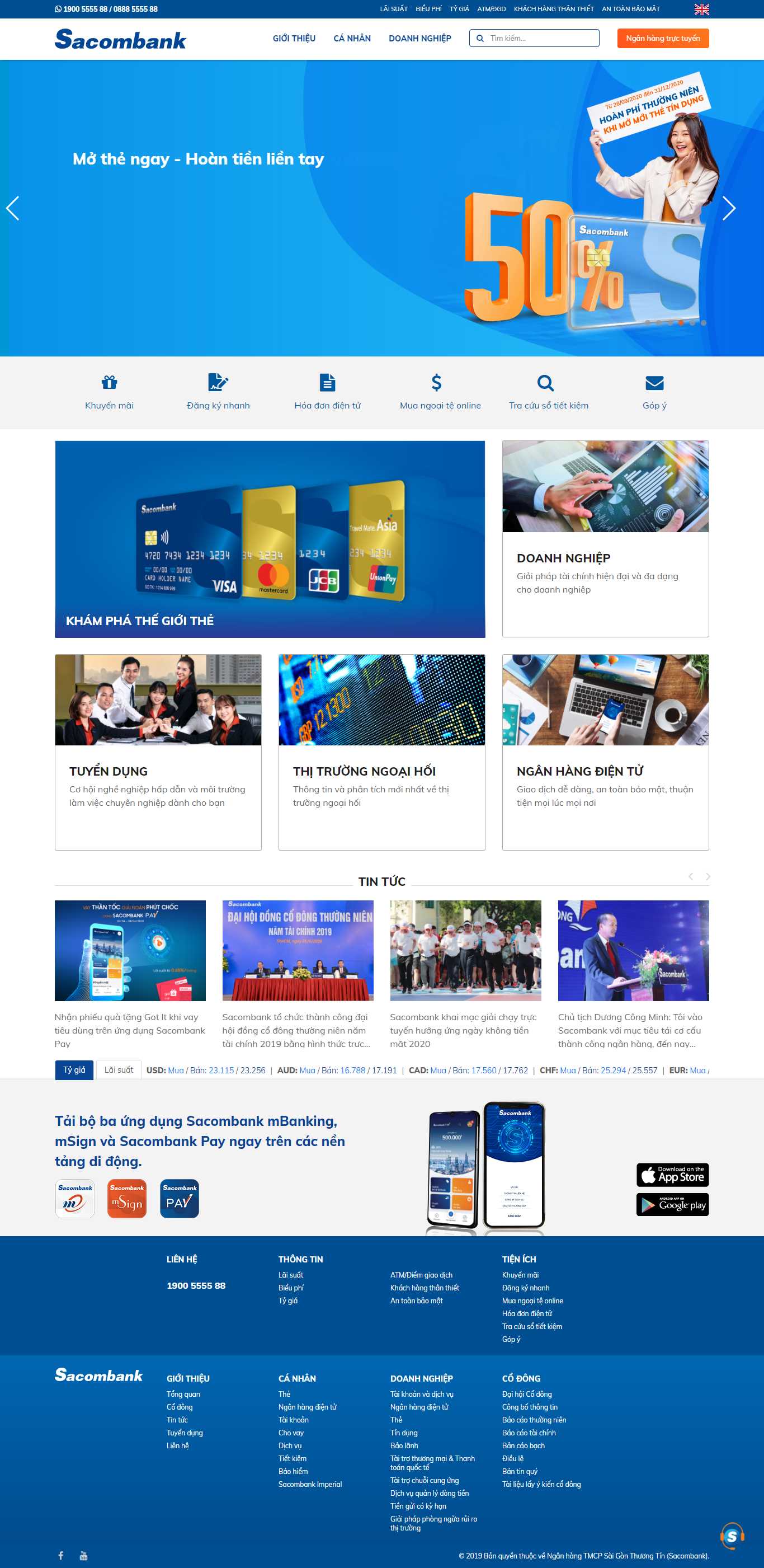 Thiết kế Website web ngân hàng - wwwsacombankcomvn