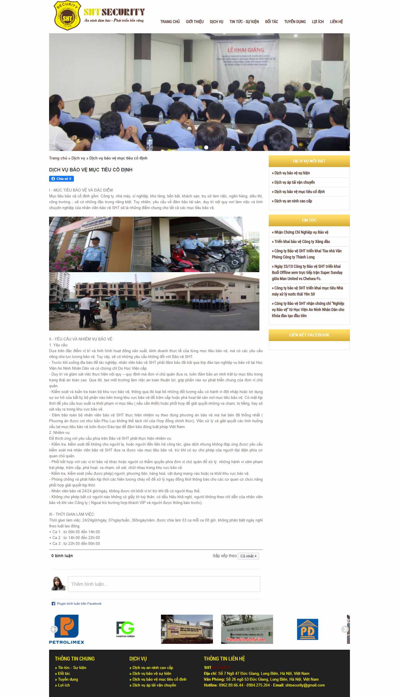 Thiết kế Website Web dịch vụ bảo vệ - shtsecurityvn