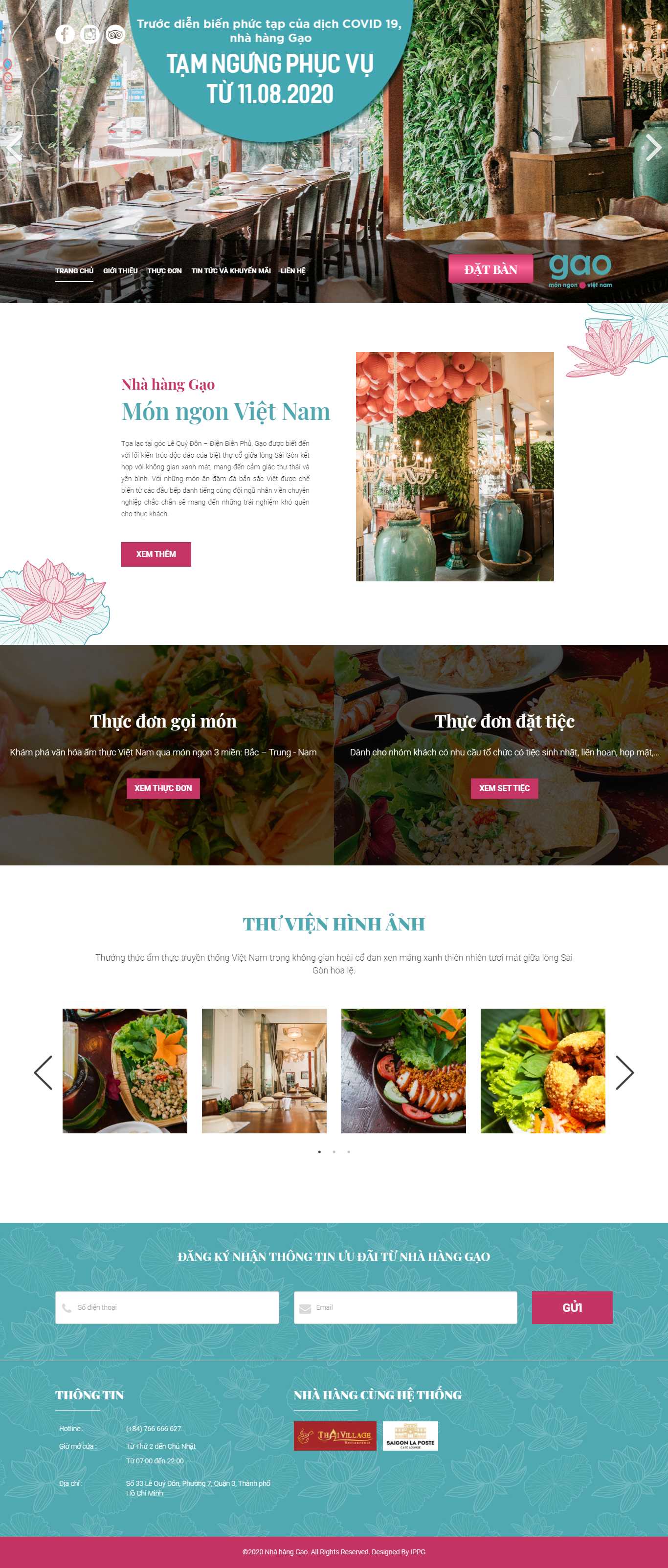Thiết kế Website web nhà hàng - wwwnhahanggaovn