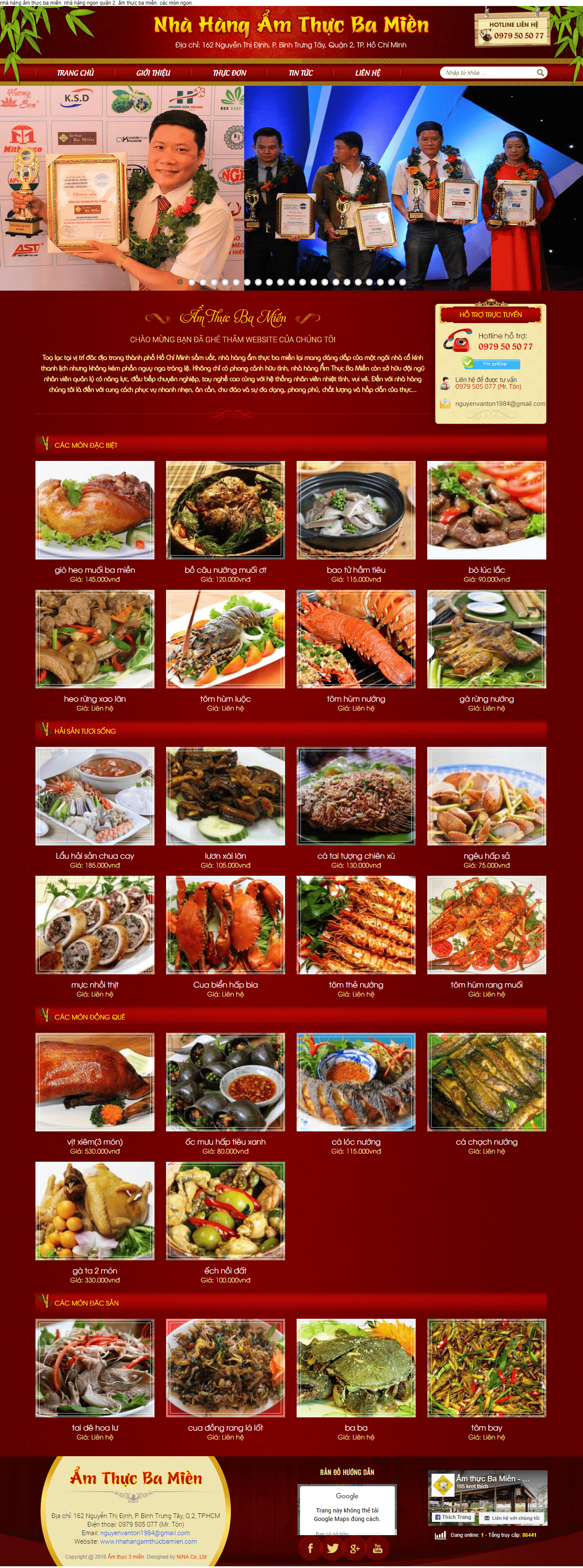 Thiết kế Website web nhà hàng ẩm thực - wwwnhahangamthucbamiencom