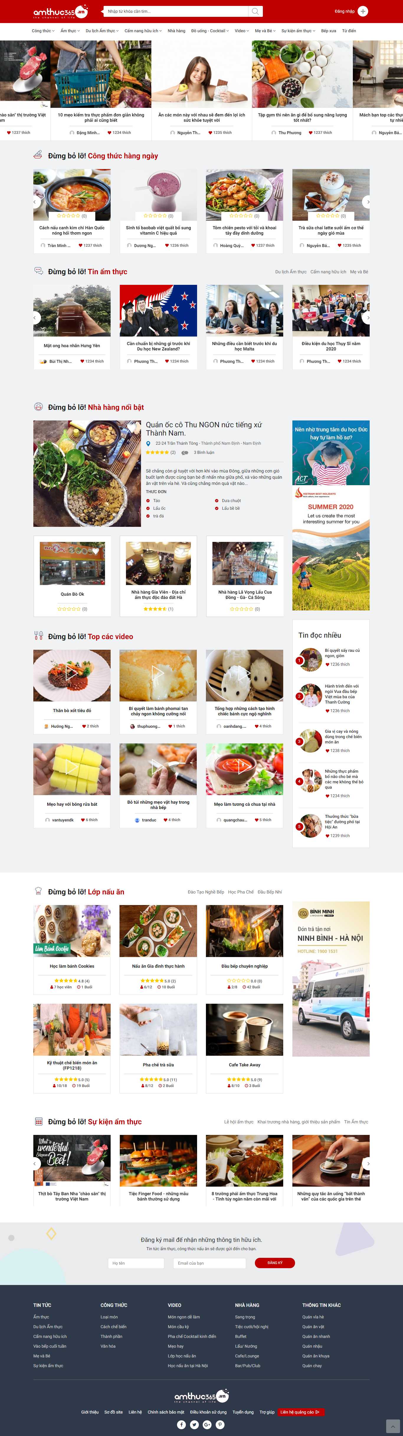 Thiết kế Website web nhà hàng ẩm thực - wwwamthuc365vn