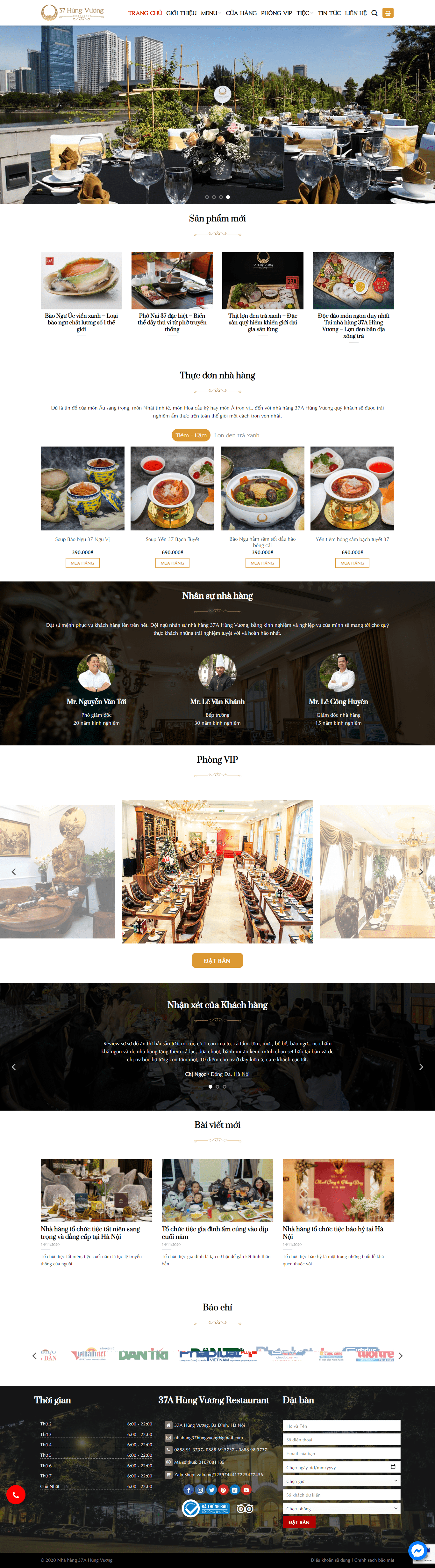 Thiết kế Website web nhà hàng ẩm thực - nhahang37hungvuongcom