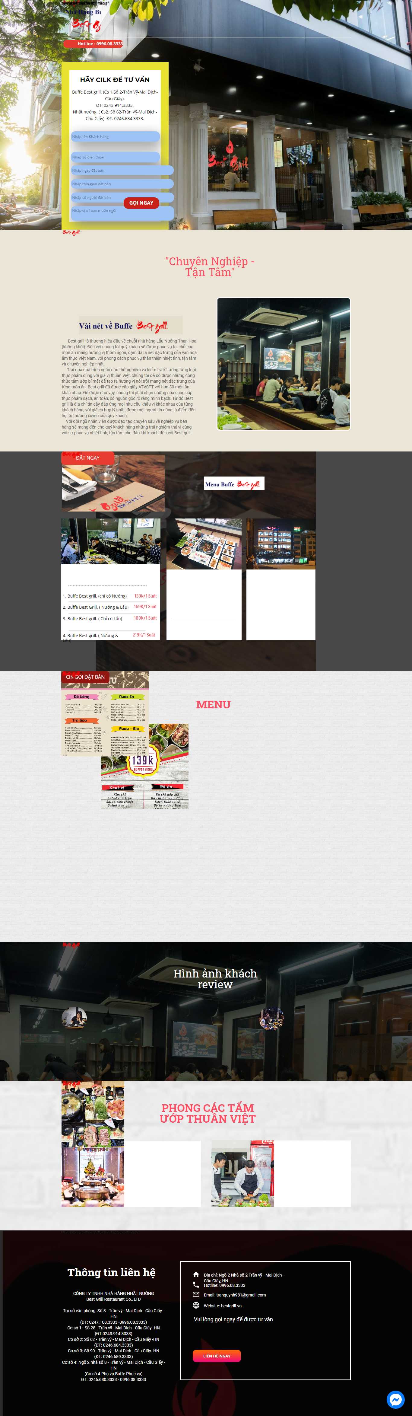 Thiết kế Website web nhà hàng lẩu nướng - wwwbestgrillvn