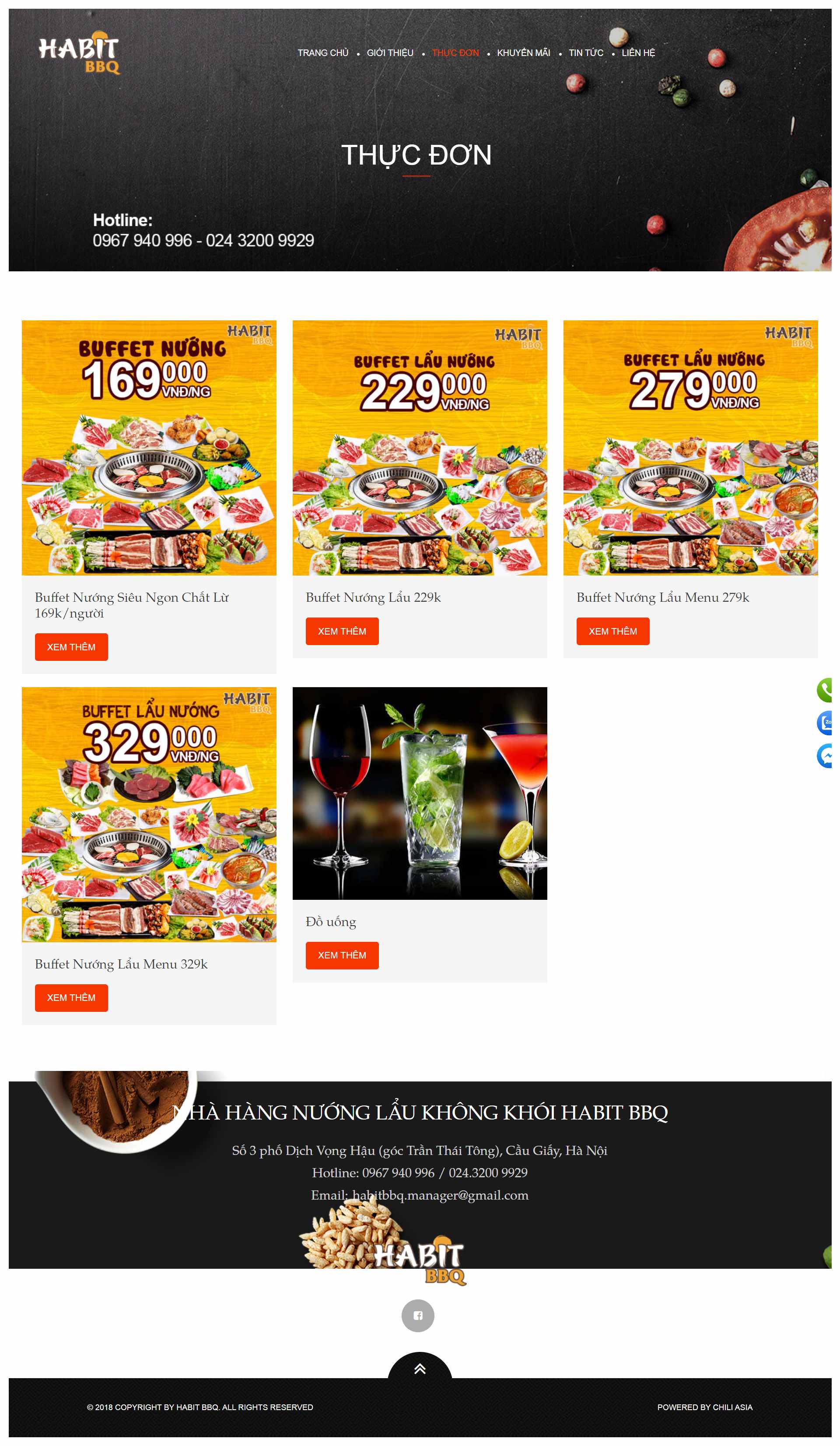 Thiết kế Website web nhà hàng lẩu nướng - habitbbqcomvn