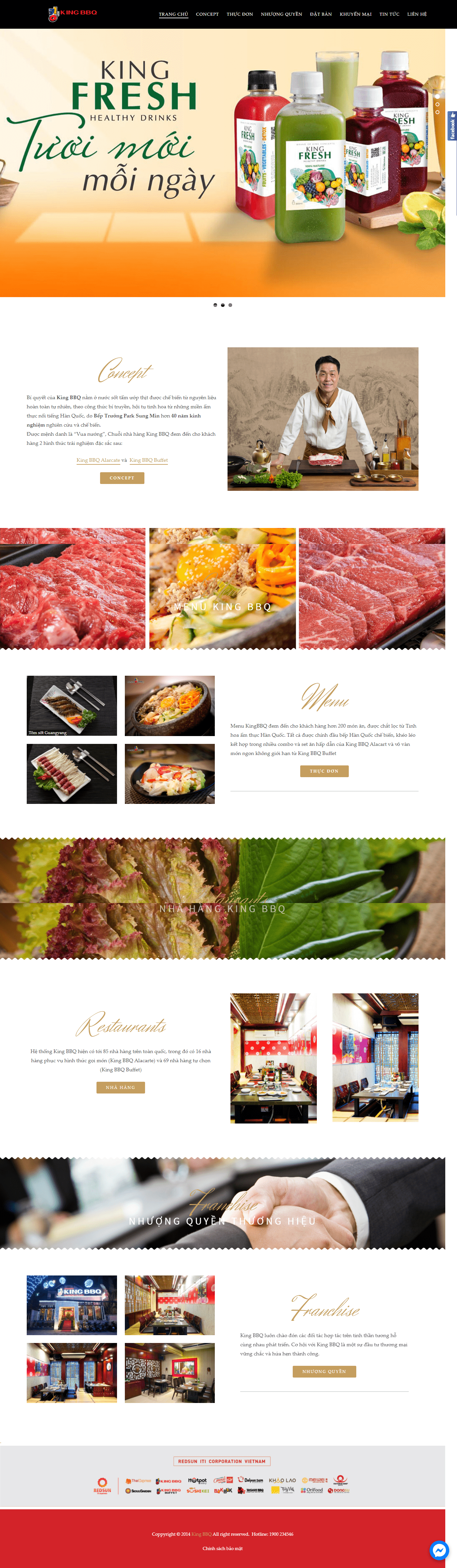 Thiết kế Website web nhà hàng lẩu nướng - kingbbqcomvn