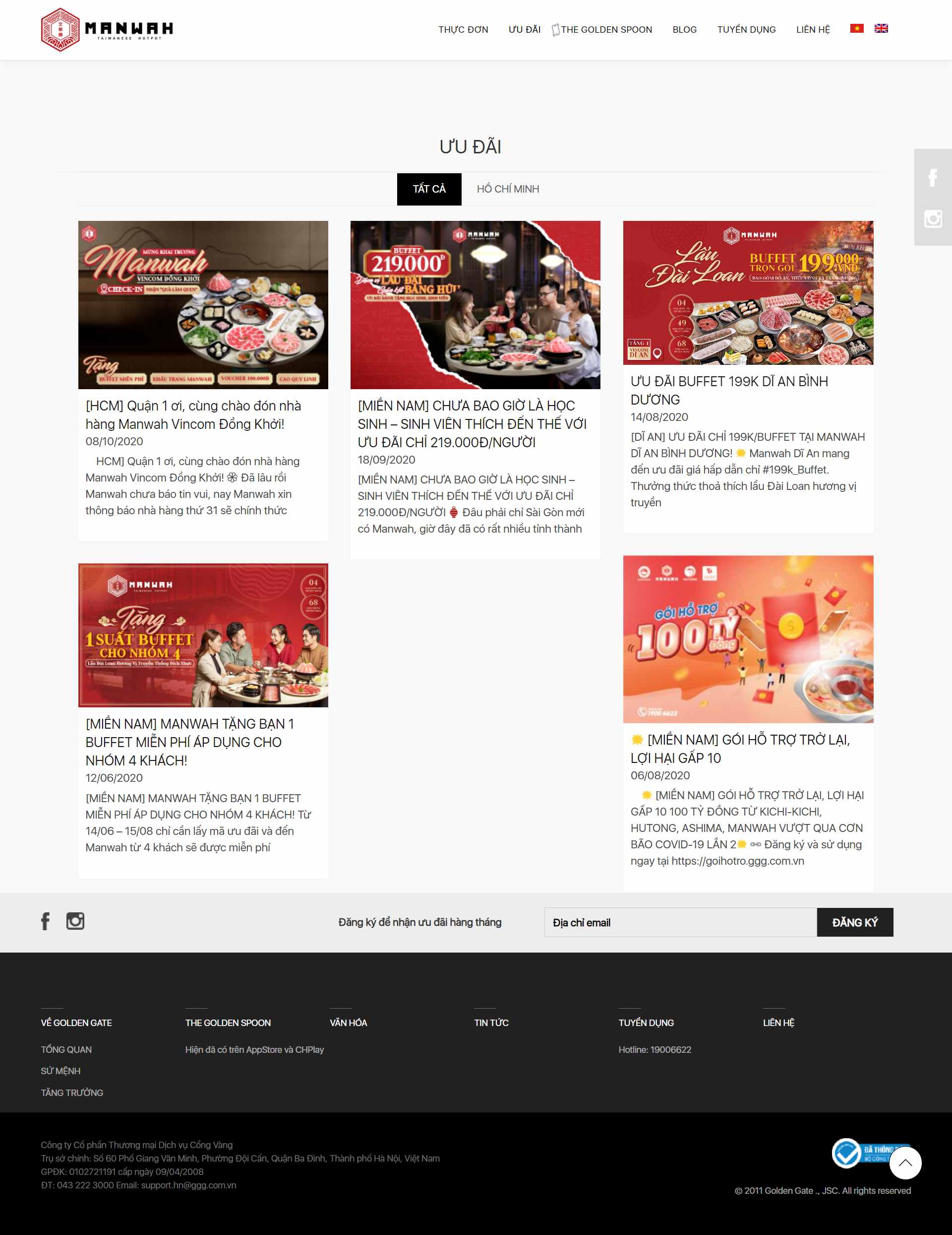 Thiết kế Website web nhà hàng lẩu nướng - manwahcomvn