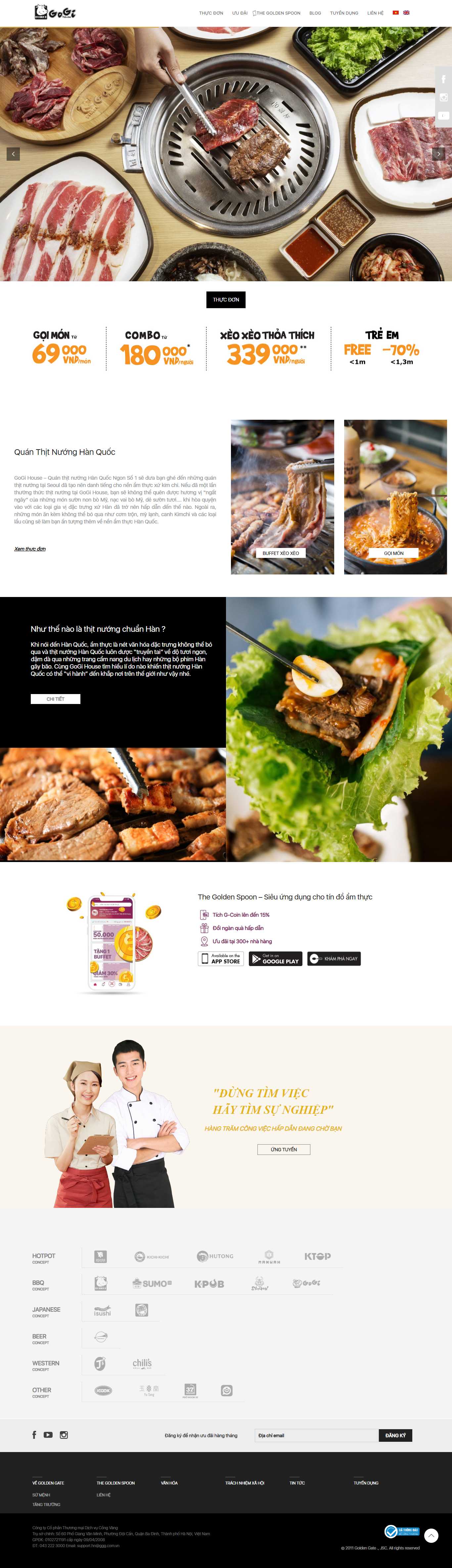 Thiết kế Website web nhà hàng lẩu nướng - gogicomvn
