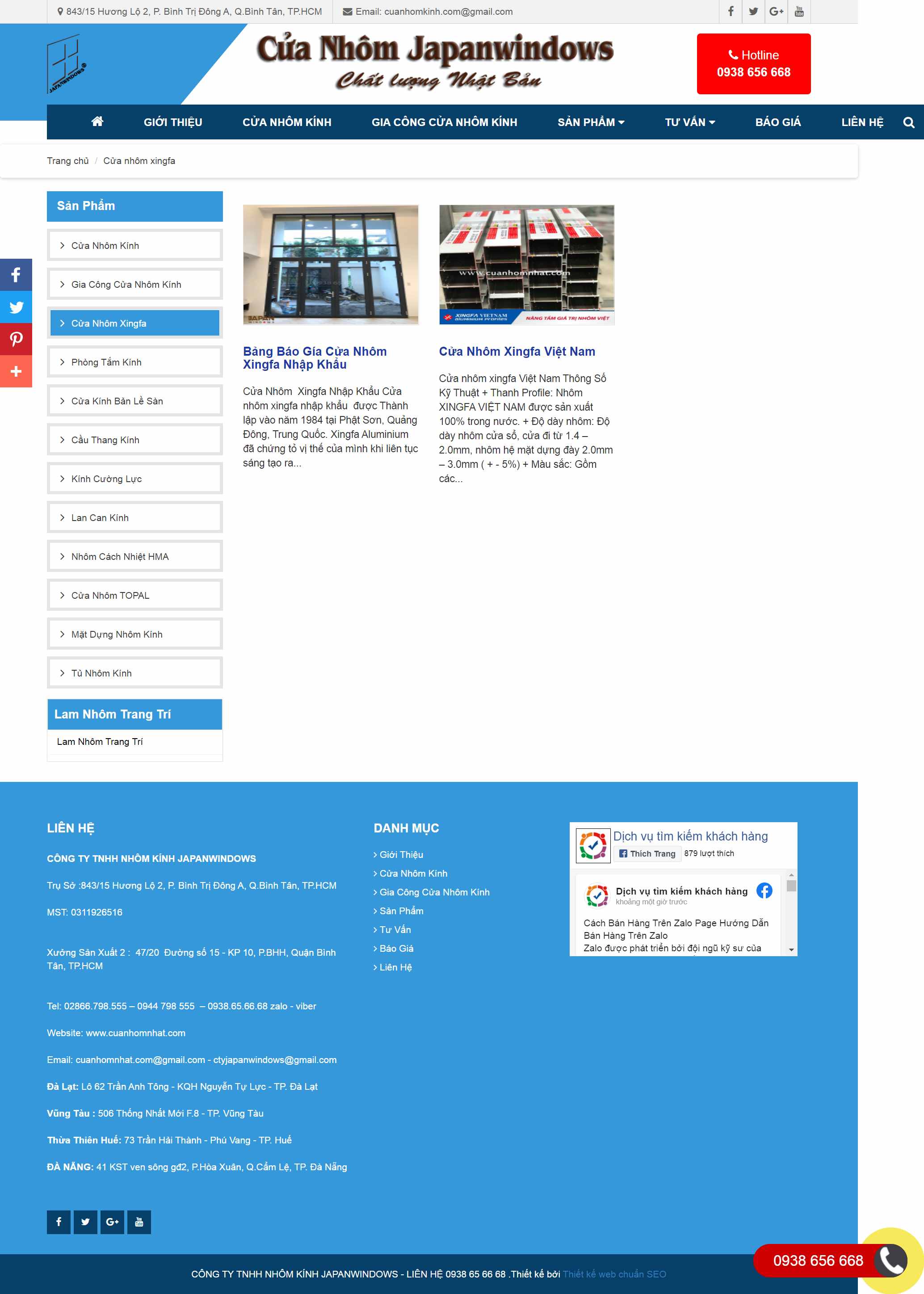 Thiết kế Website web nhôm kính - cuanhomnhatcom