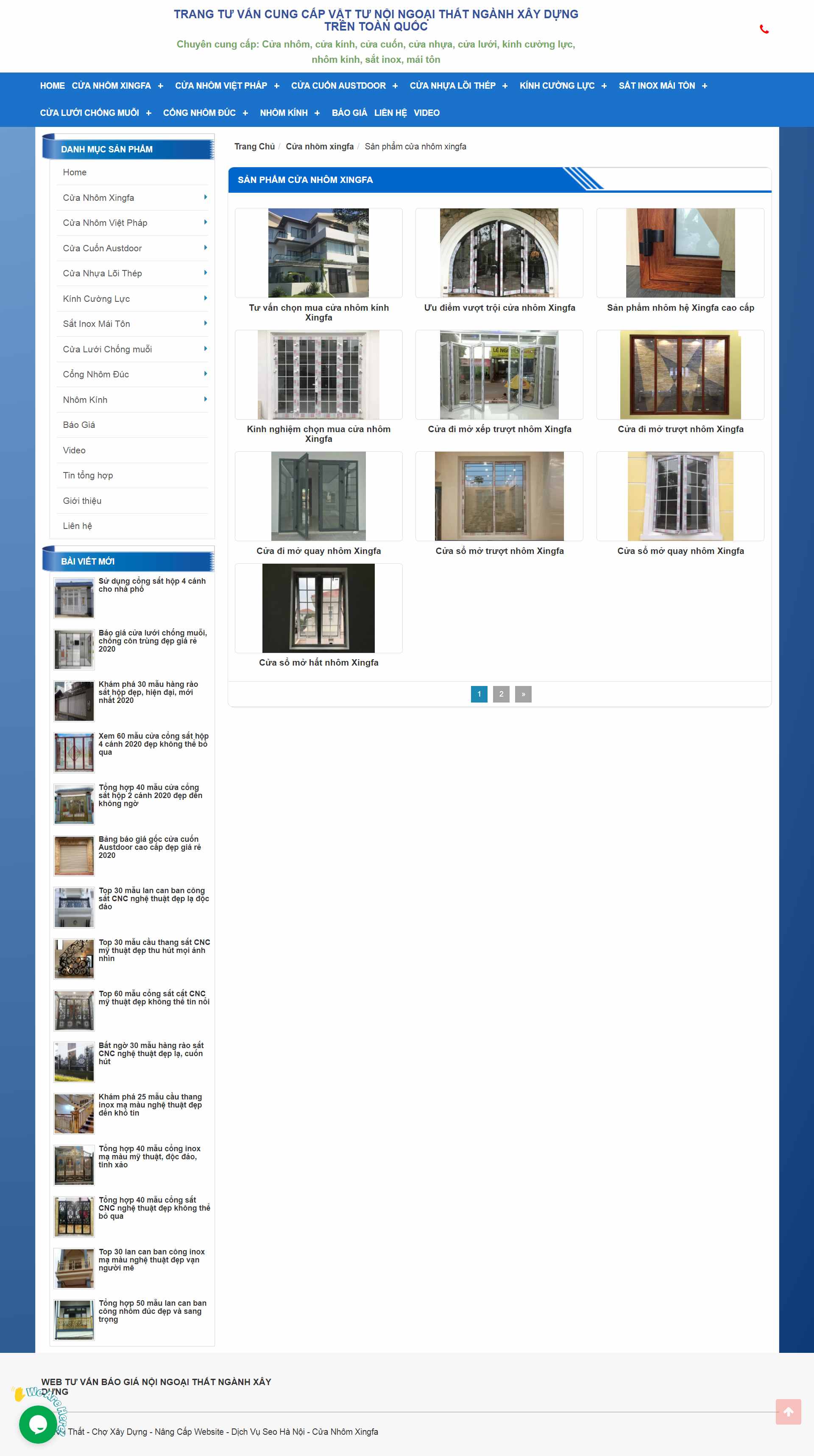 Thiết kế Website web nhôm kính - webnoithatnet