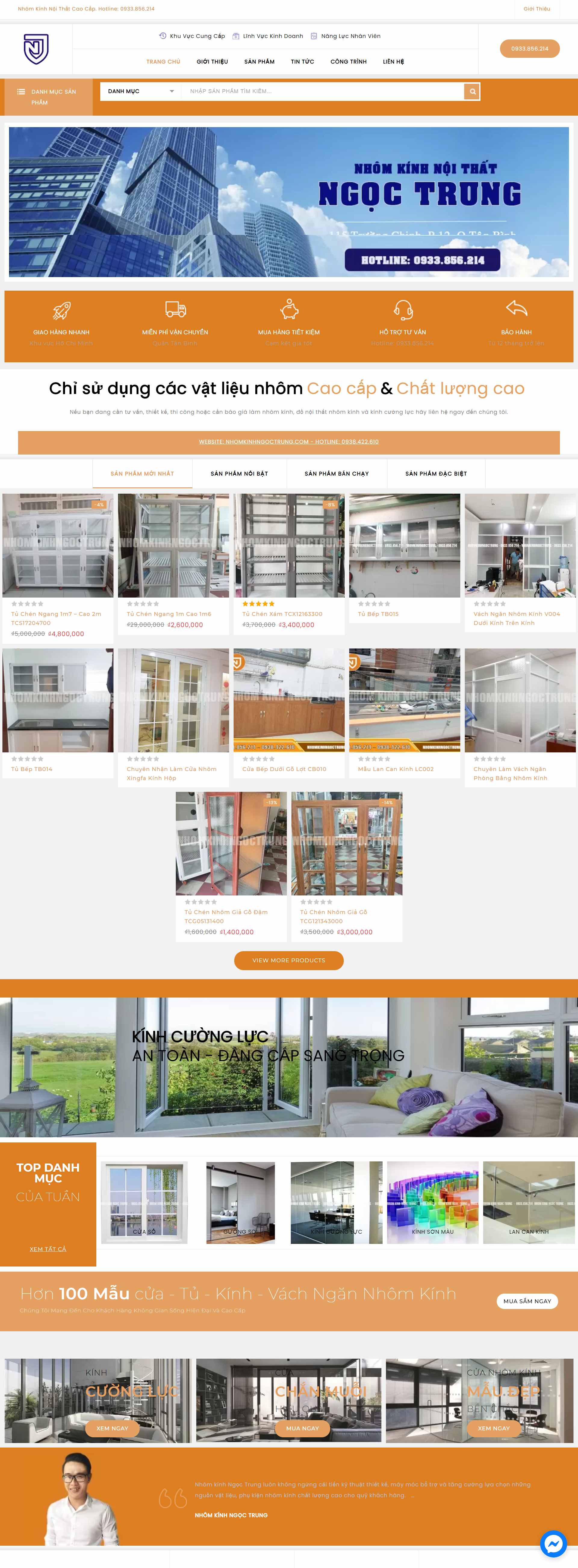 Thiết kế Website web nhôm kính - nhomkinhngoctrungcom
