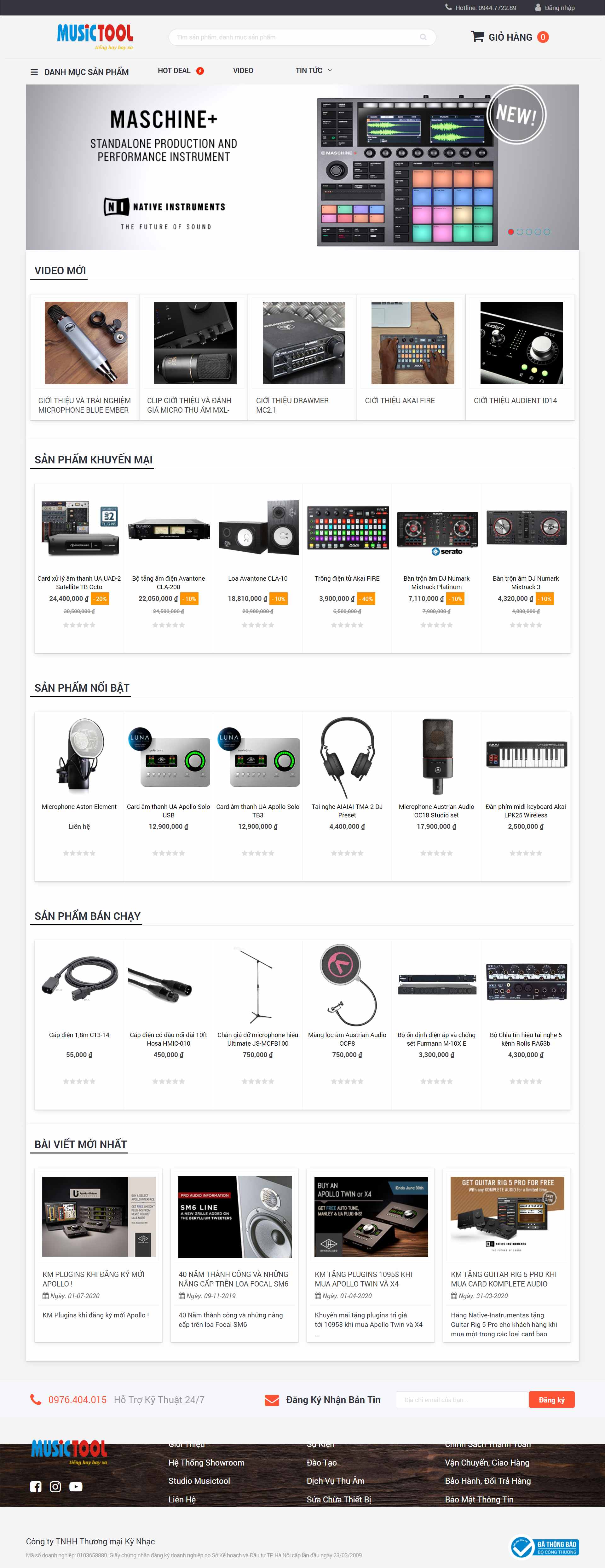 Thiết kế Website web phòng thu âm - musictoolvn