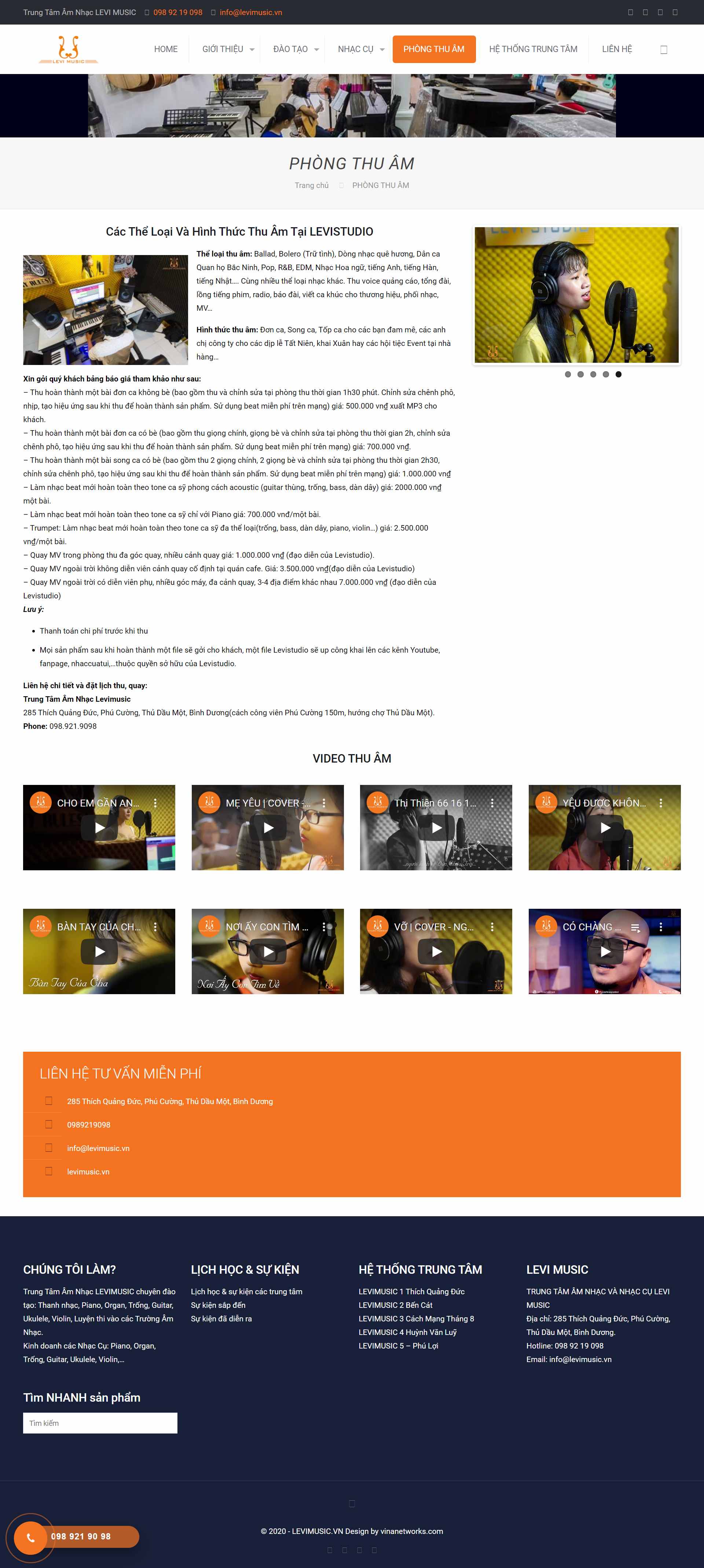 Thiết kế Website web phòng thu âm - levimusicvn