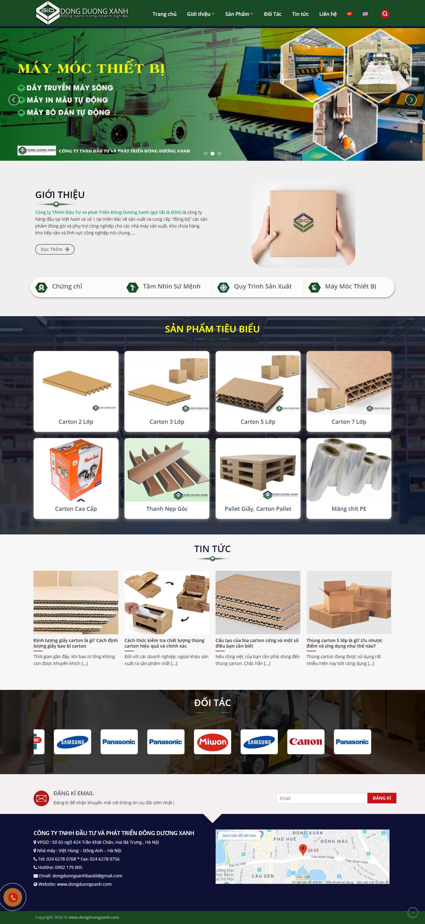 Thiết kế Website Web sản xuất bao bì - dongduongxanhcom