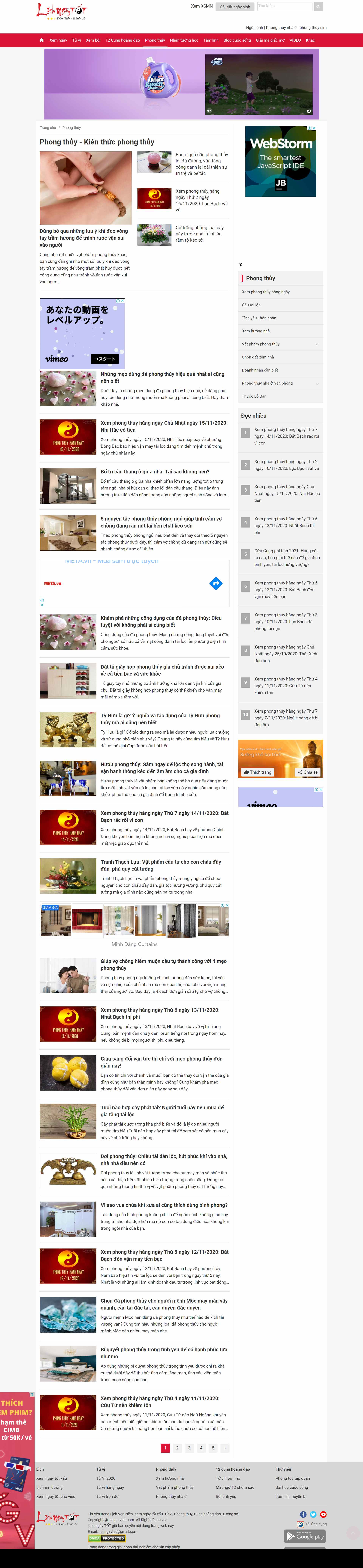 Thiết kế Website web phong thủy - lichngaytotcom