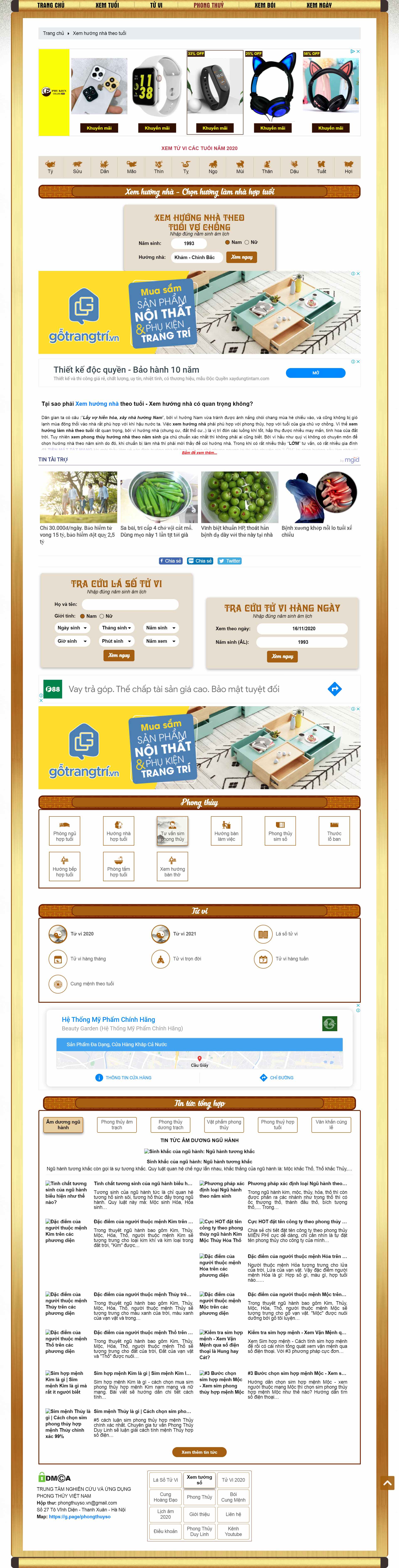 Thiết kế Website web phong thủy - phongthuysovn