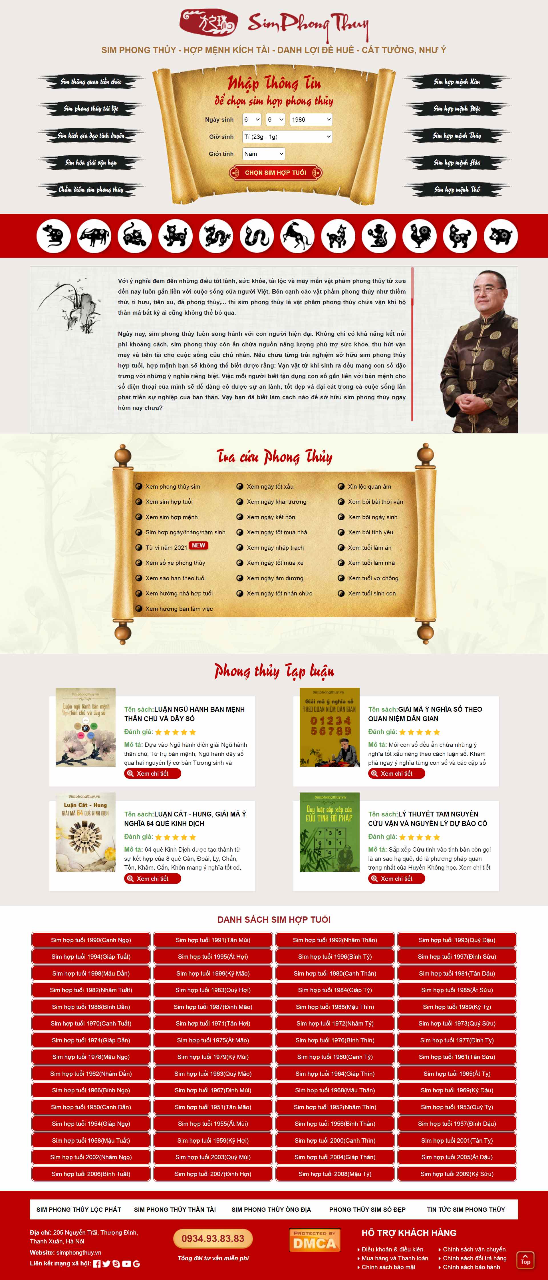 Thiết kế Website web phong thủy - simphongthuyvn