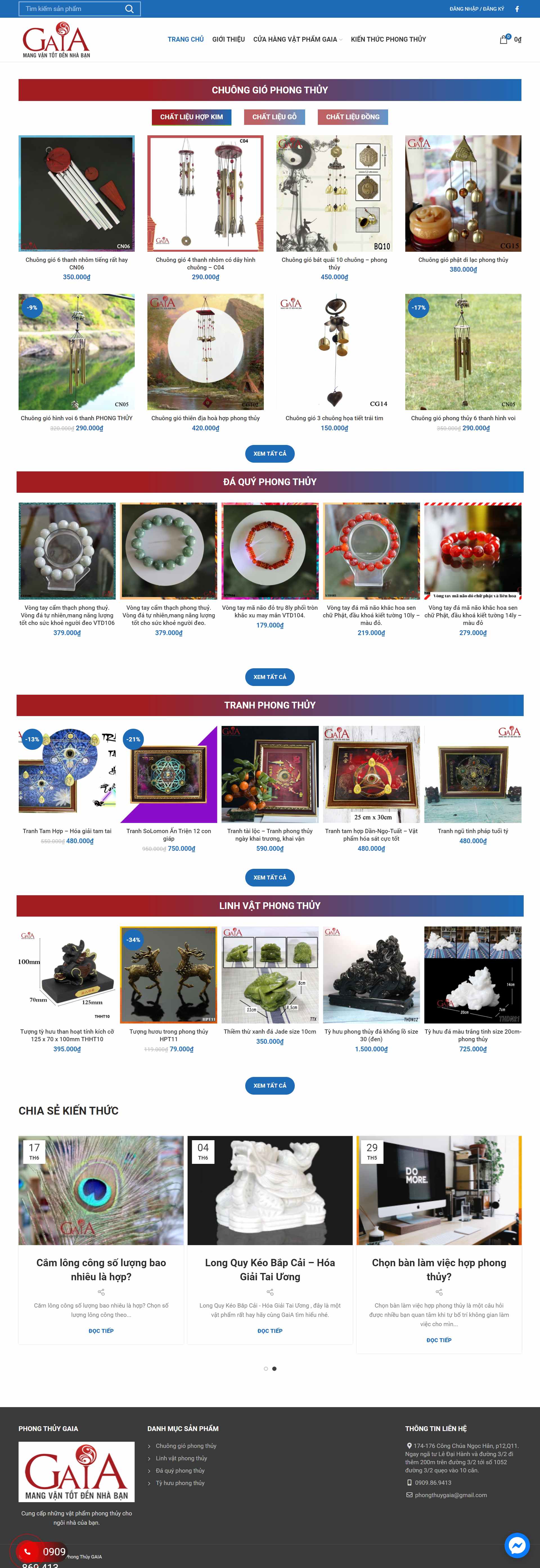 Thiết kế Website web phong thủy - phongthuygaiacom