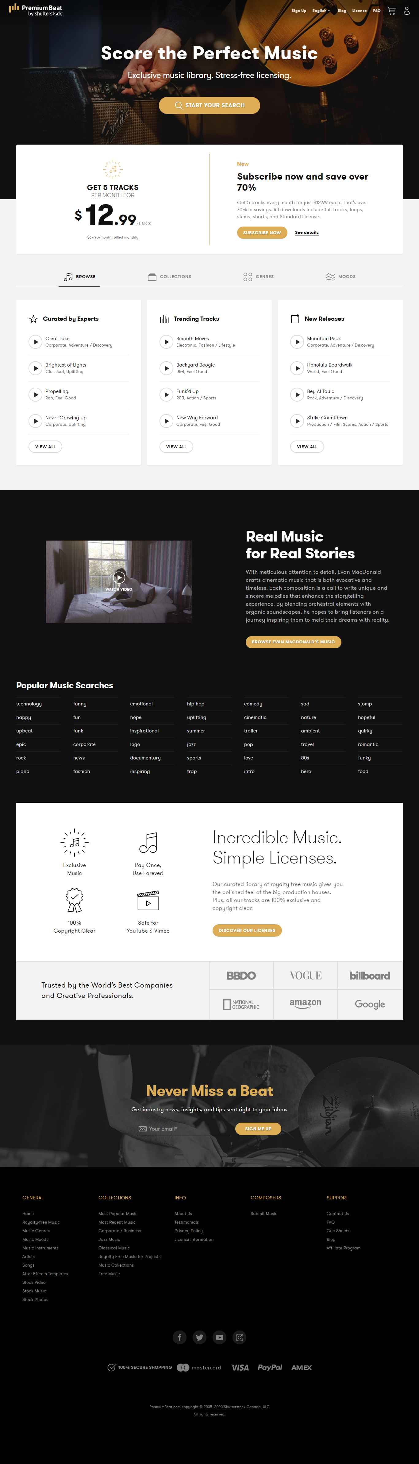 Thiết kế Website web nhạc sĩ - wwwpremiumbeatcom