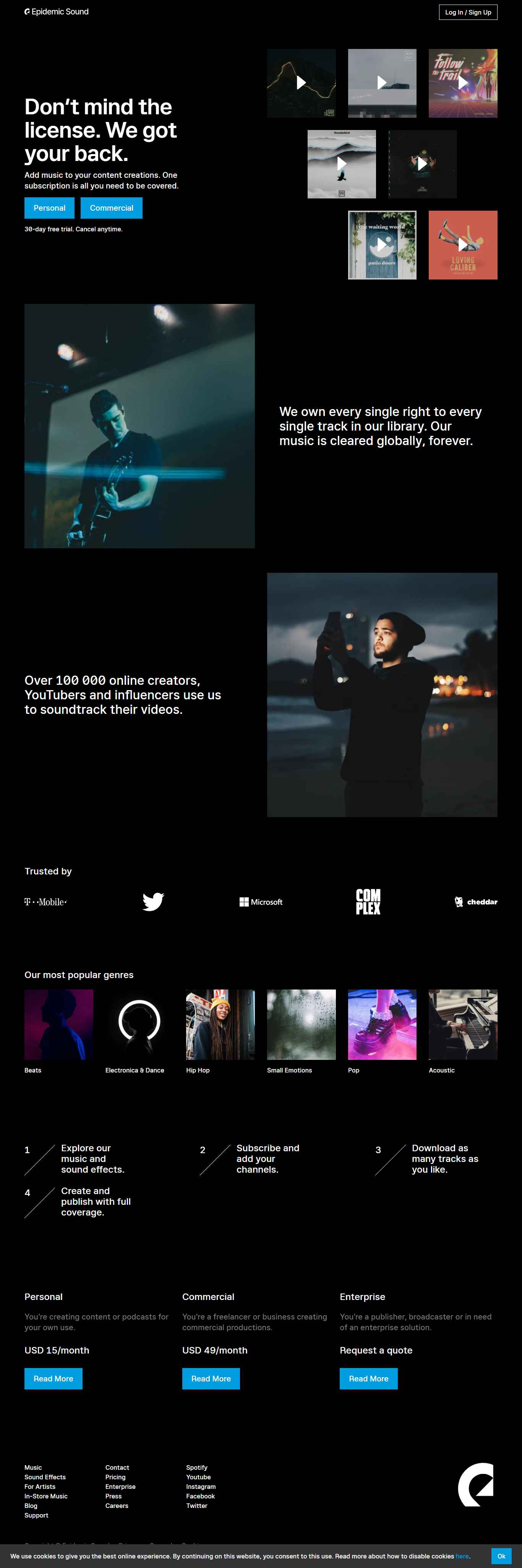 Thiết kế Website web nhạc sĩ - wwwepidemicsoundcom