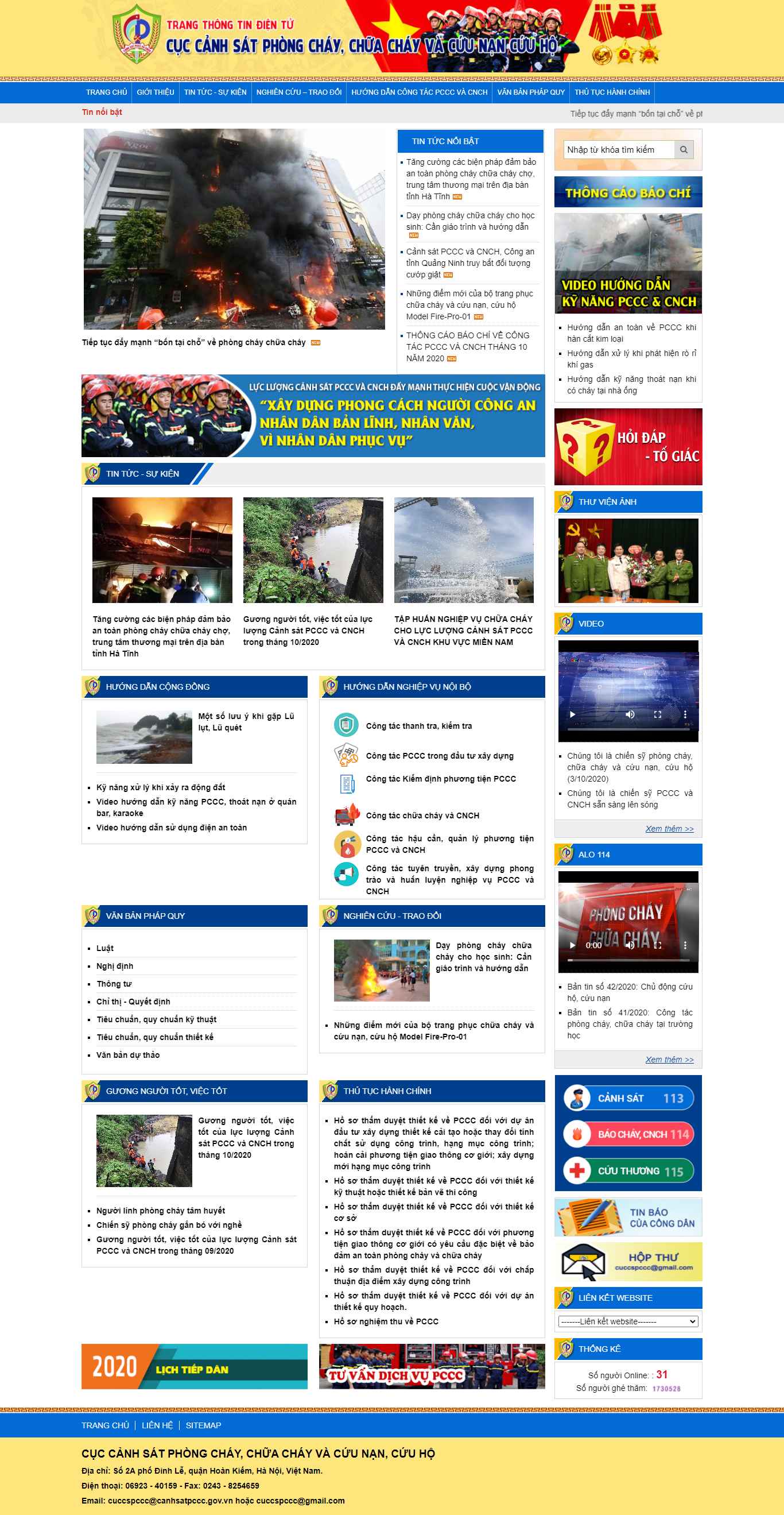Thiết kế Website web phòng cháy - canhsatpcccgovvn