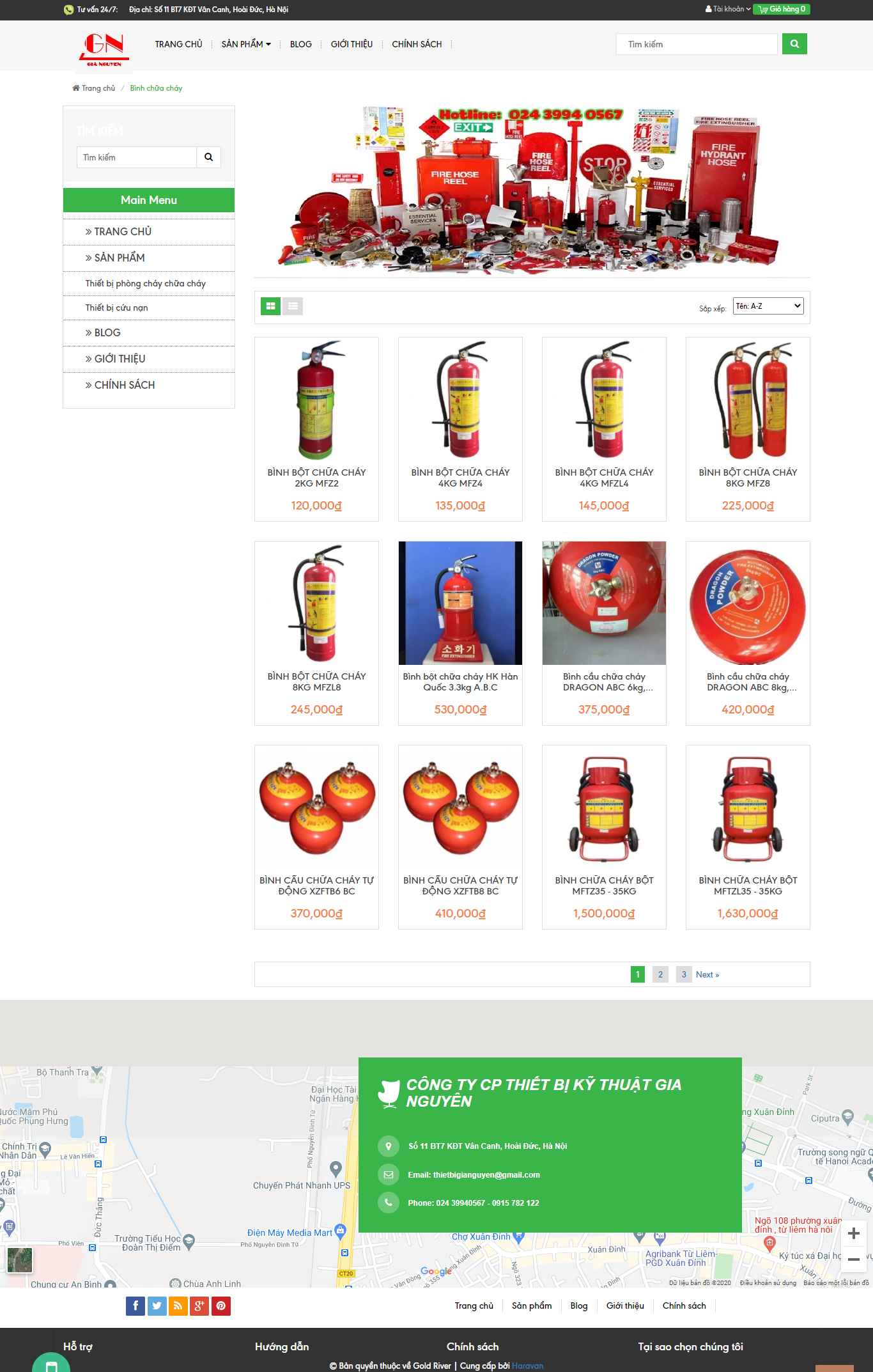 Thiết kế Website web phòng cháy - binhchuachaynet