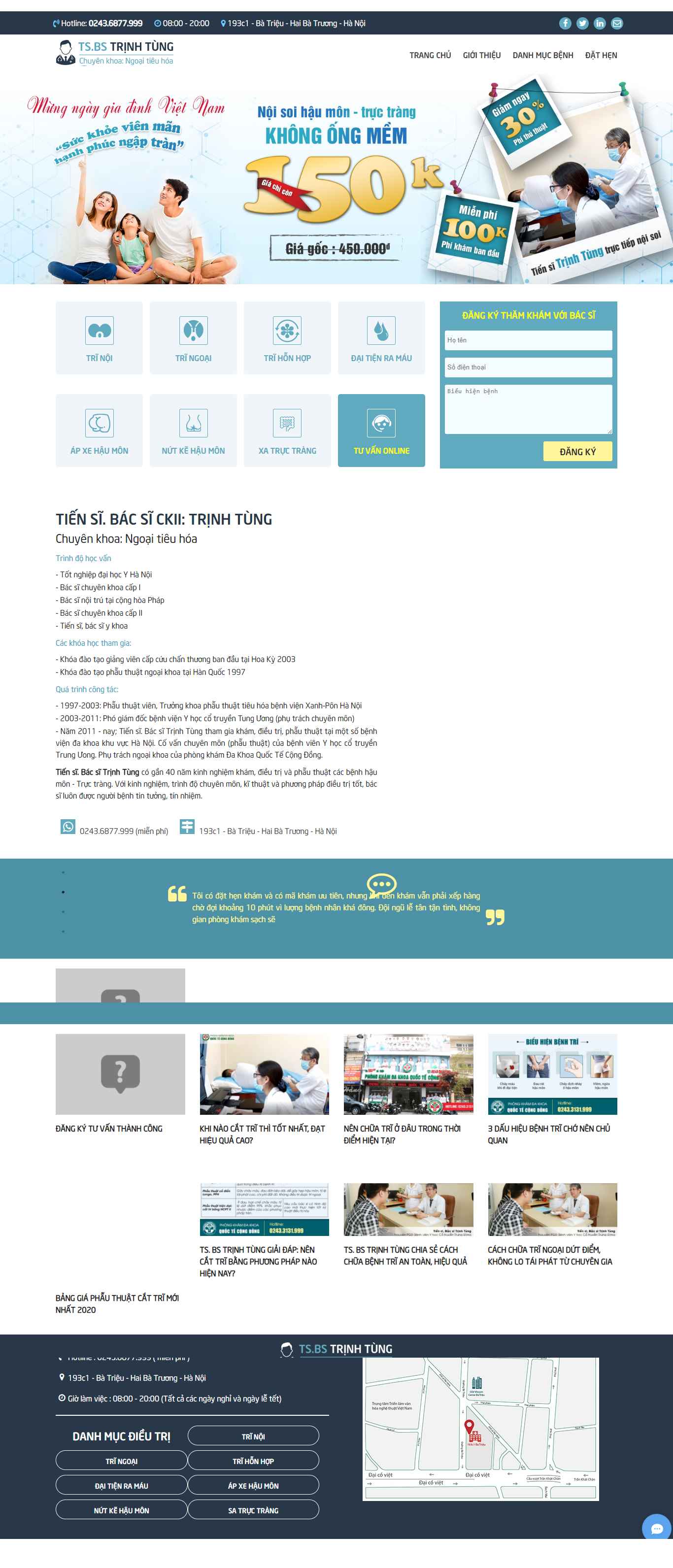 Thiết kế Website web phòng khám tư nhân - bacsitrinhtungcom