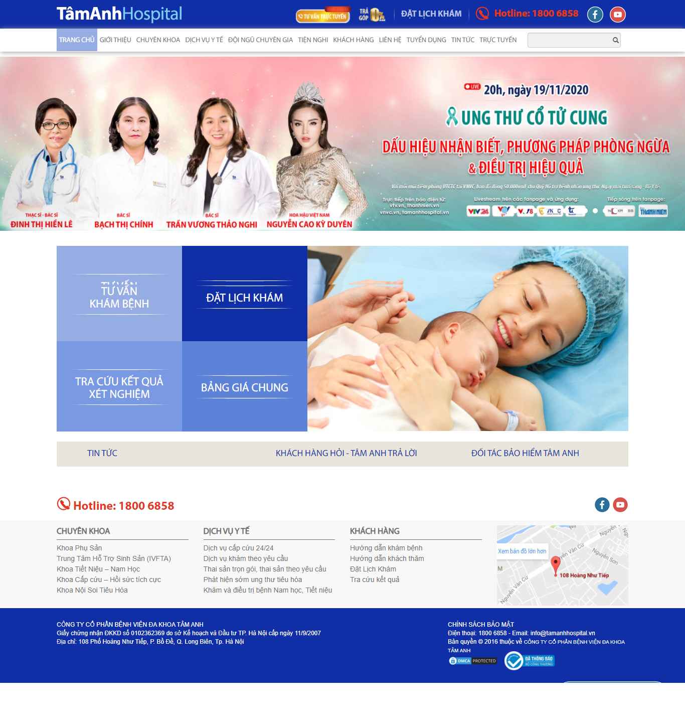 Thiết kế Website web phòng khám tư nhân - tamanhhospitalvn
