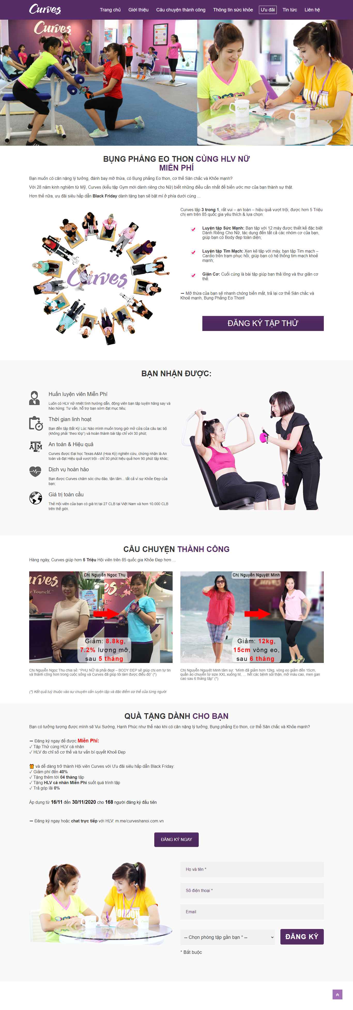 Thiết kế Website web phòng tập gym - curveshanoicomvn