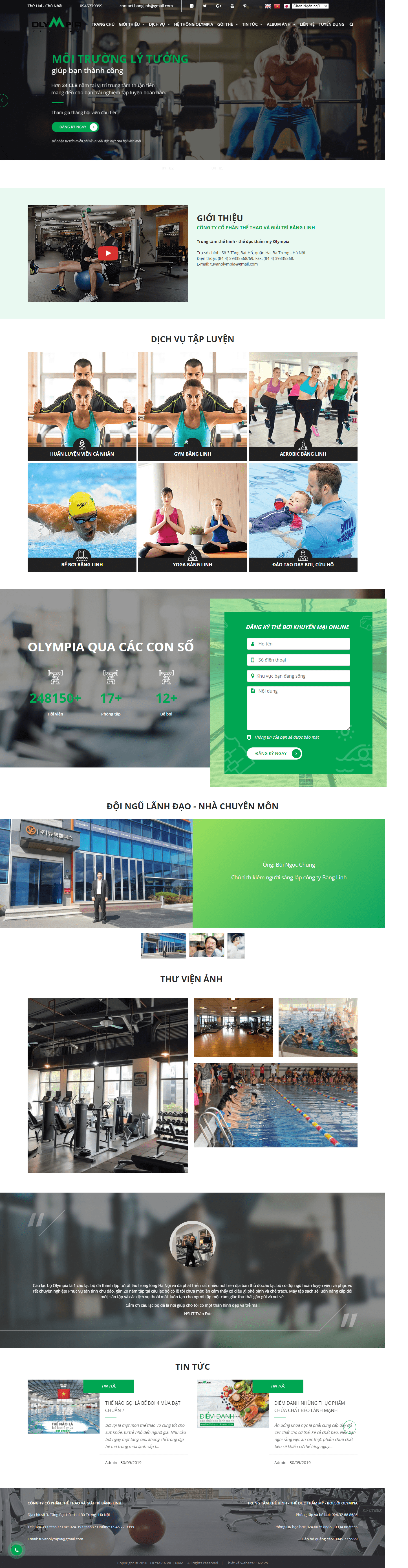 Thiết kế Website web phòng tập gym - olympiacomvn