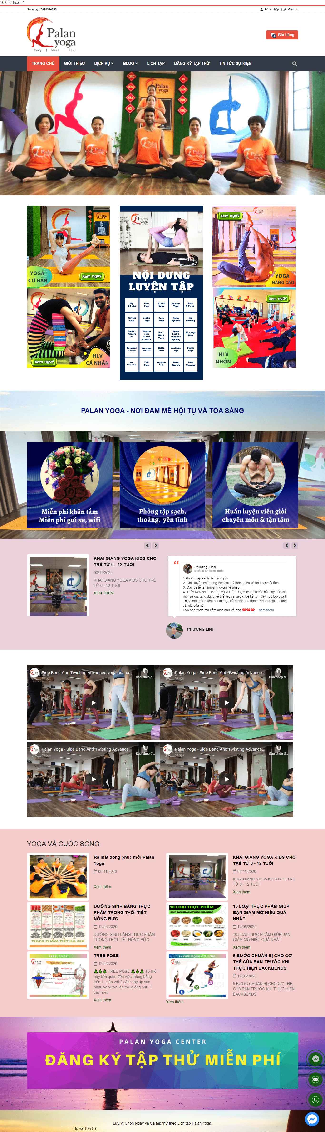 Thiết kế Website web phòng tập yoga - palanyogavn