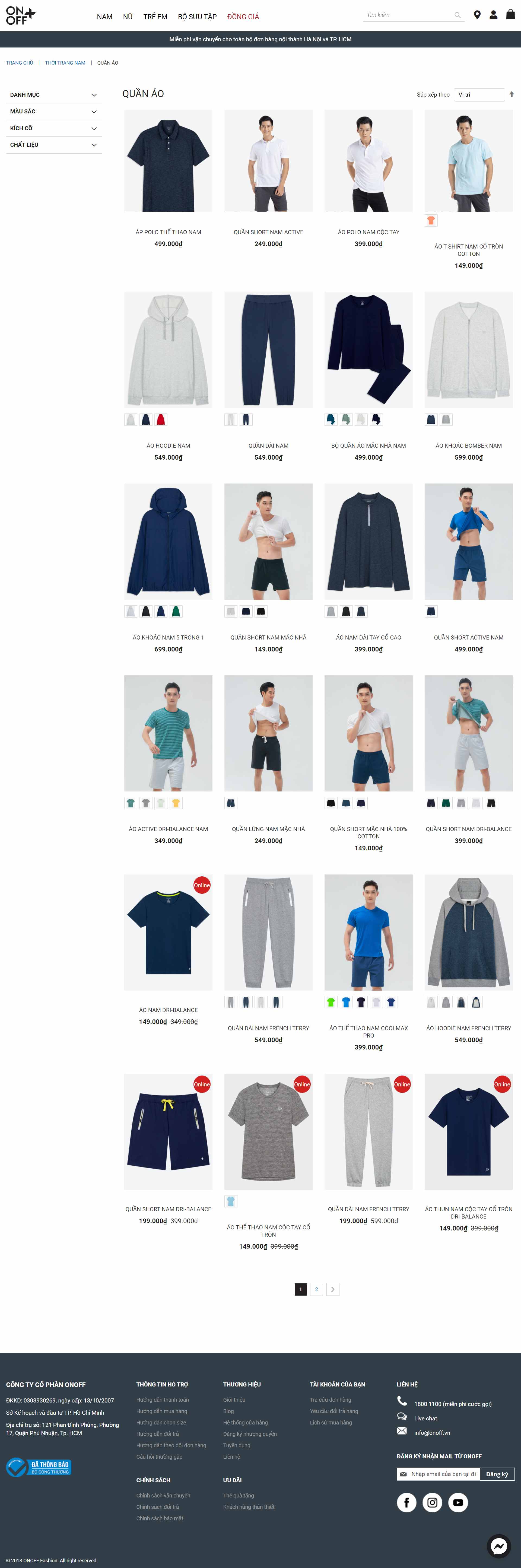 Thiết kế Website web quần áo - onoffvn