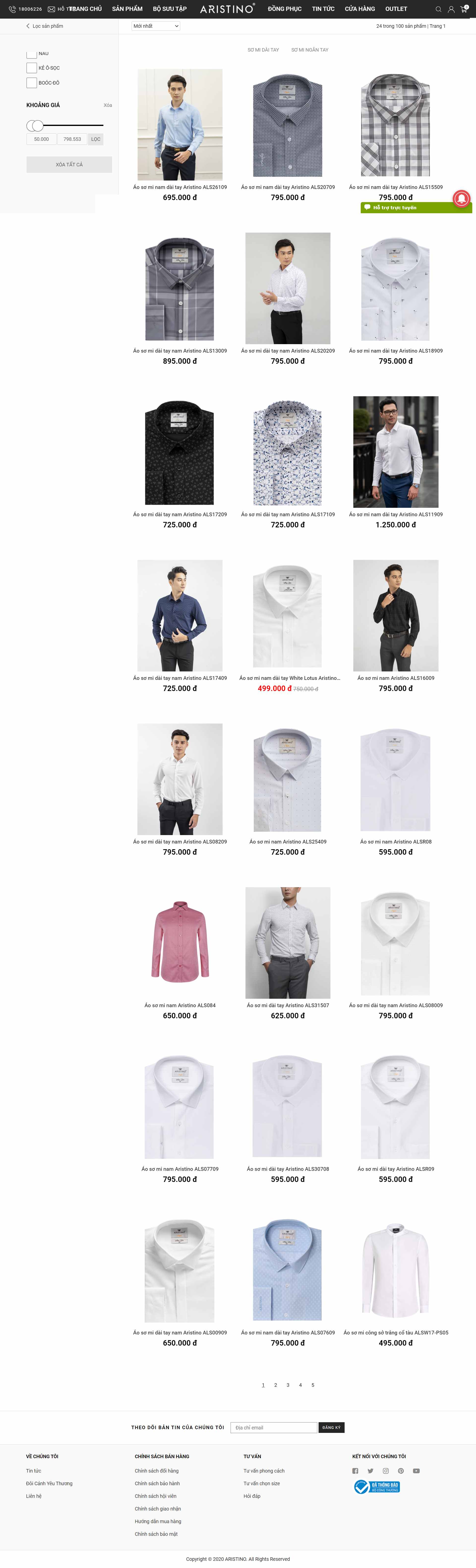 Thiết kế Website web quần áo - aristinocom