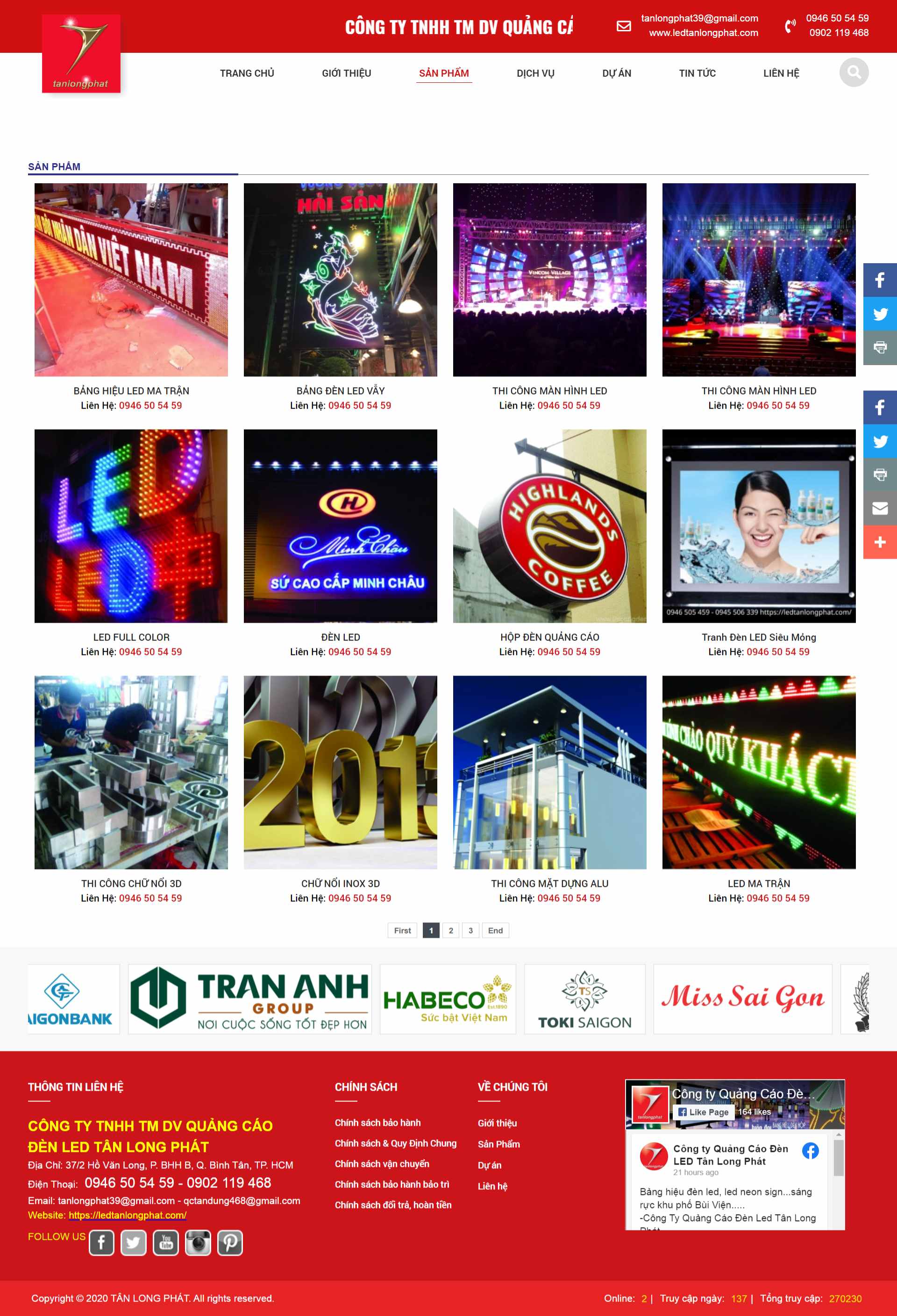 Thiết kế Website web quảng cáo đèn led - ledtanlongphatcom