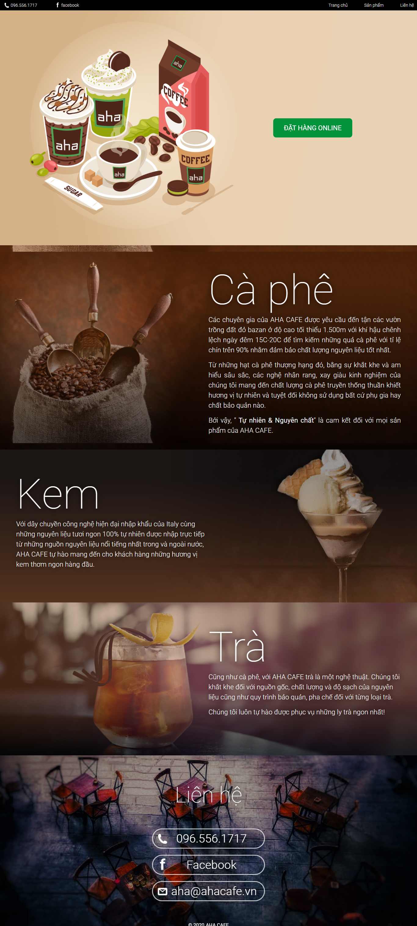 Thiết kế Website web quán trà chanh - ahacafevn