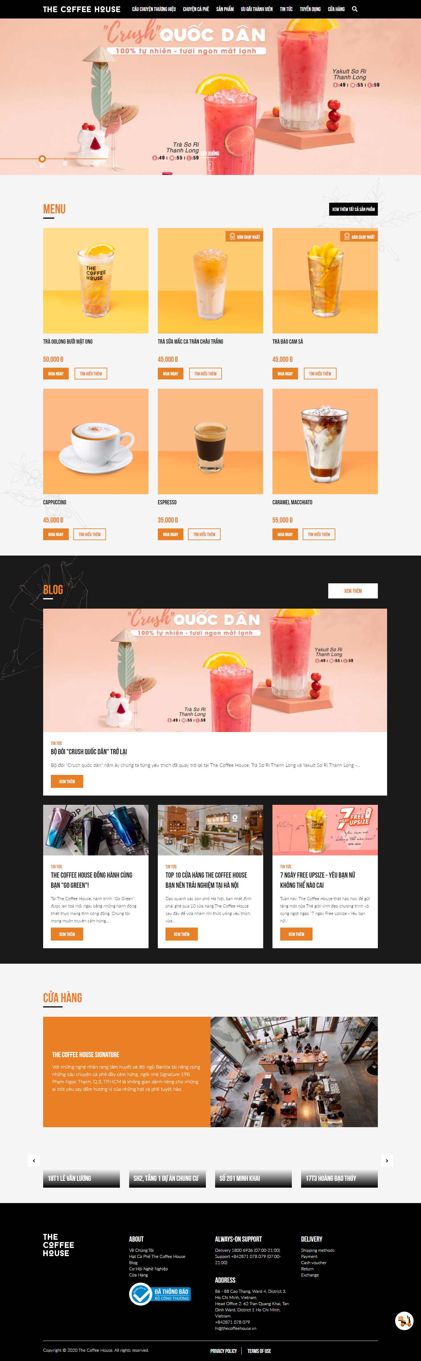 Thiết kế Website web quán trà chanh - wwwthecoffeehousecom