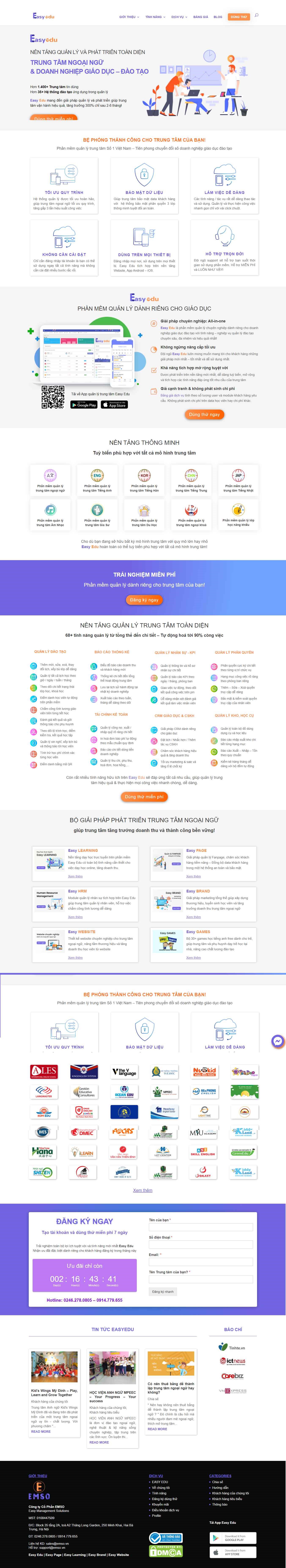Thiết kế Website web quản lý lớp học - easyeduvn