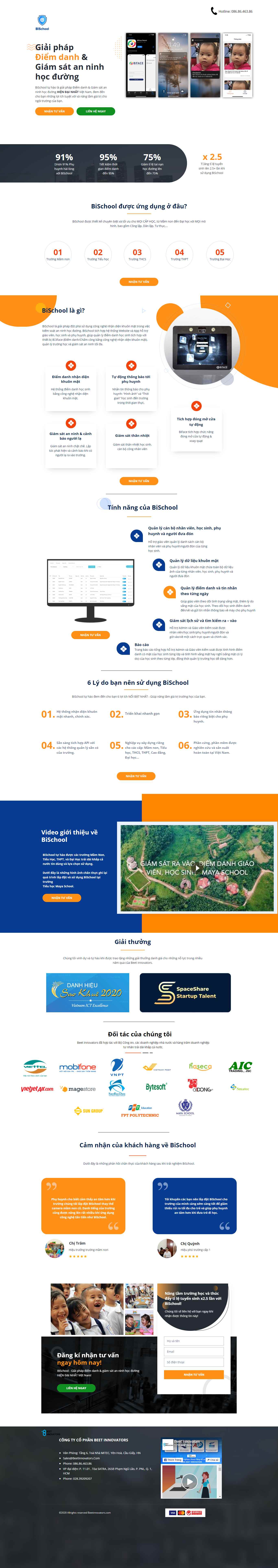 Thiết kế Website web quản lý lớp học - bischoolbeetinnovatorscom