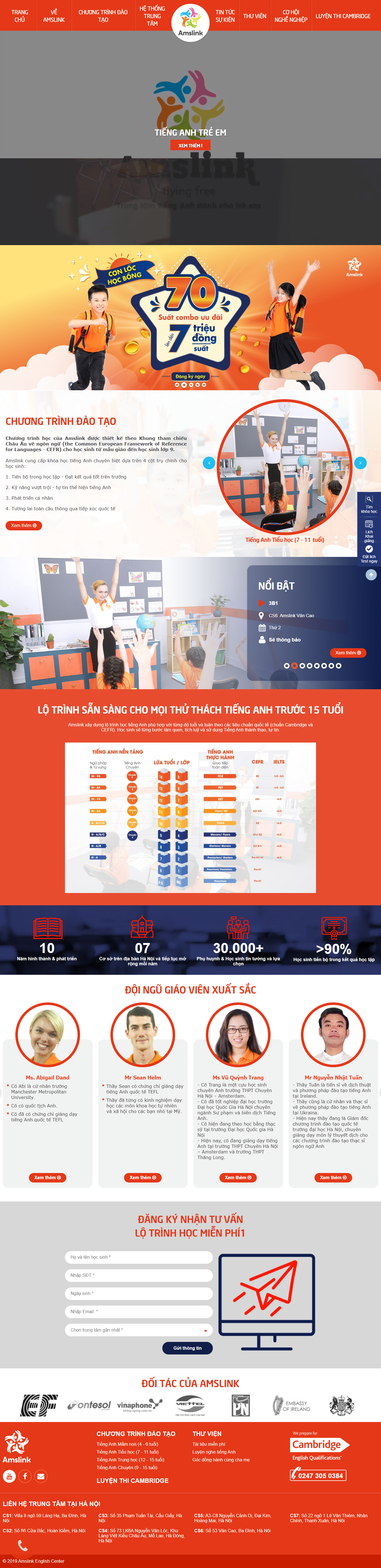 Thiết kế Website web quản lý lớp học - amslinkeduvn