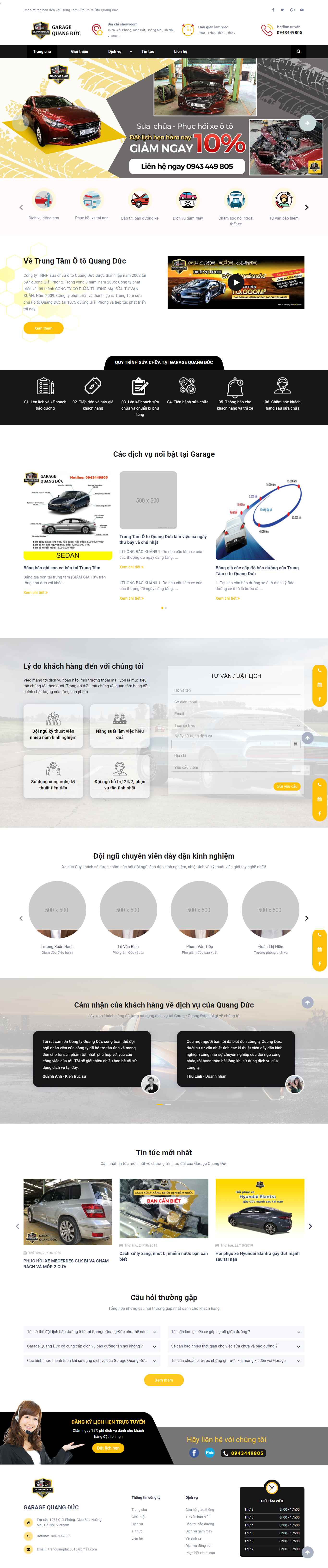 Thiết kế Website web sửa chữa ô tô - wwwquangducautocom