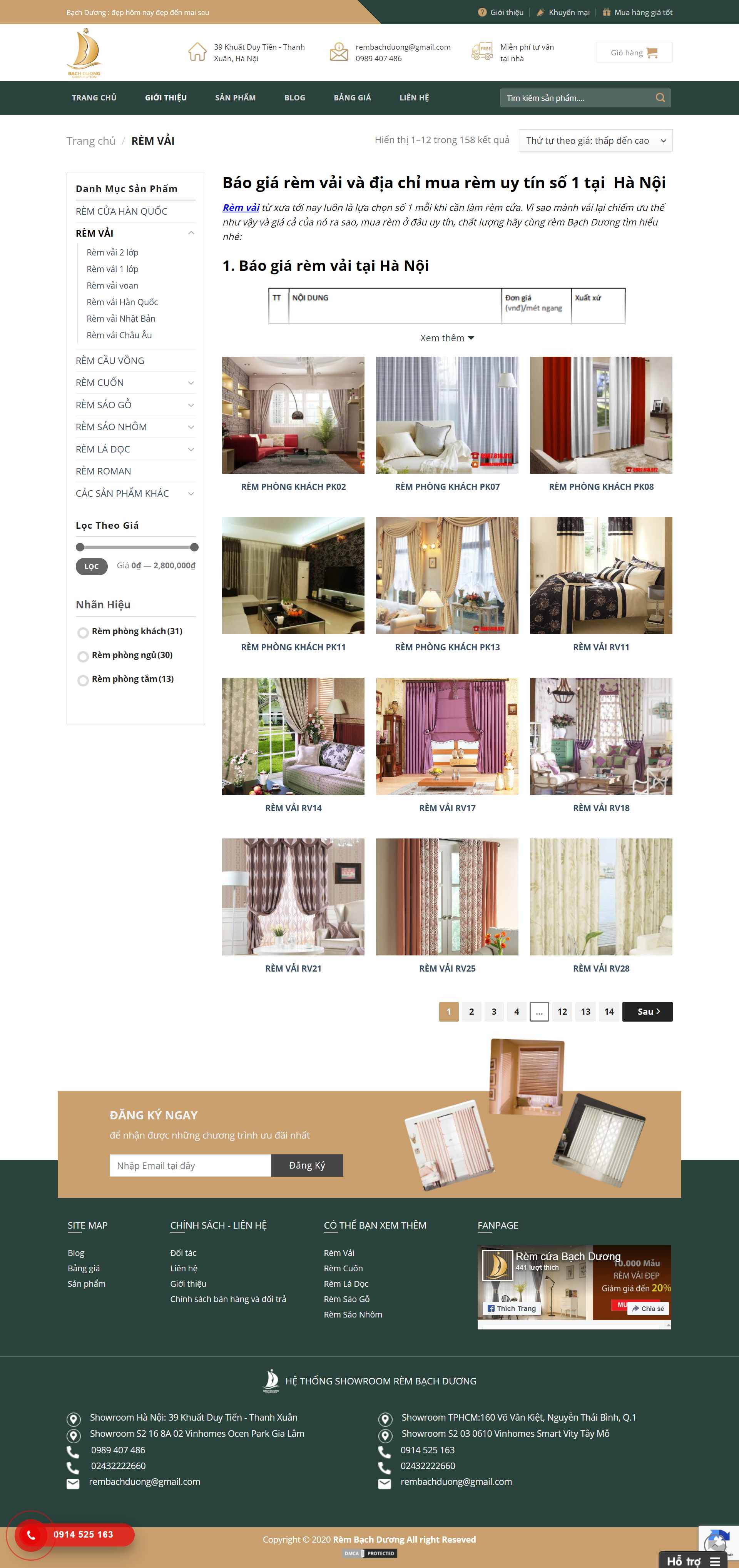 Thiết kế Website web rèm vải - rembachduongvn