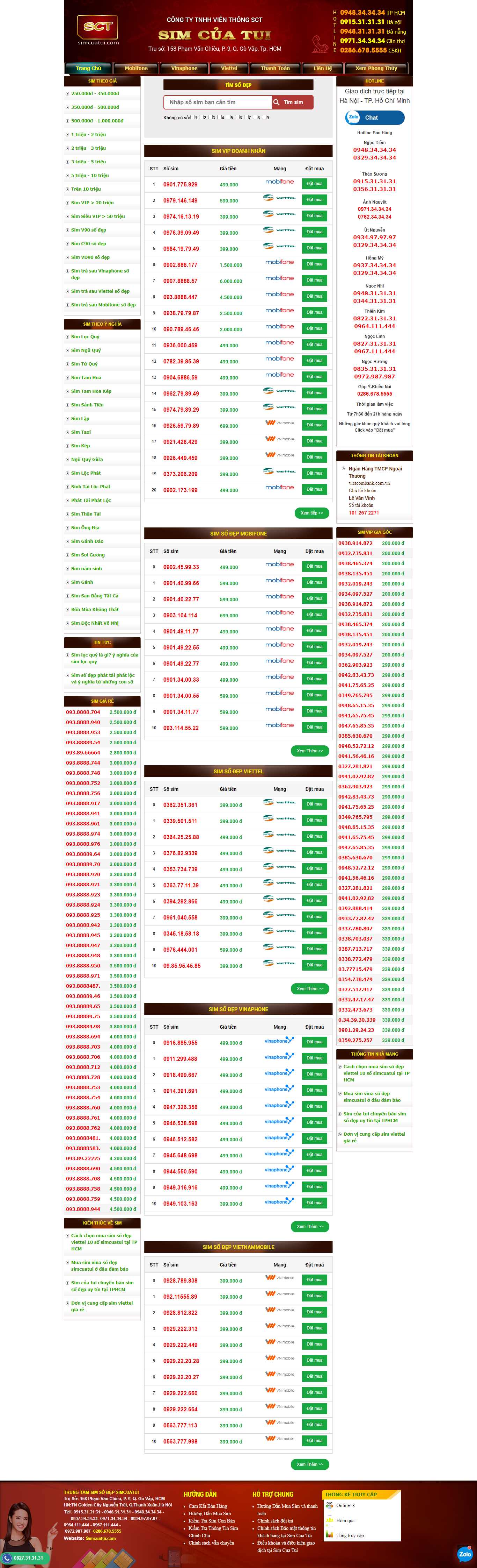 Thiết kế Website web sim số đẹp - simcuatuicom