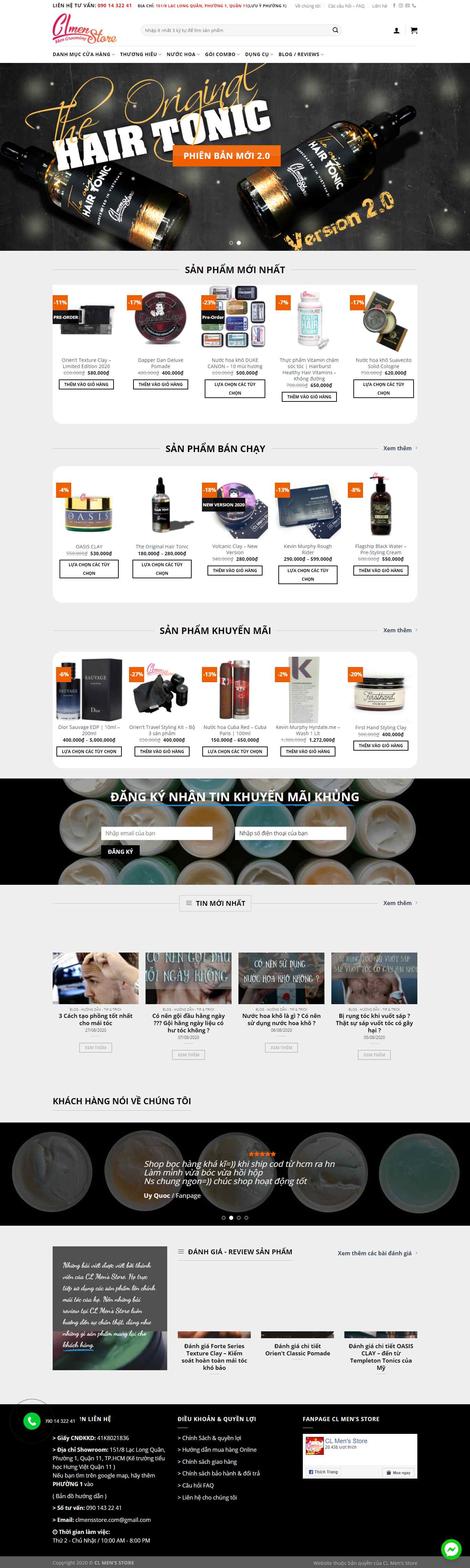 Thiết kế Website web sáp vuốt tóc - clmensstorecom