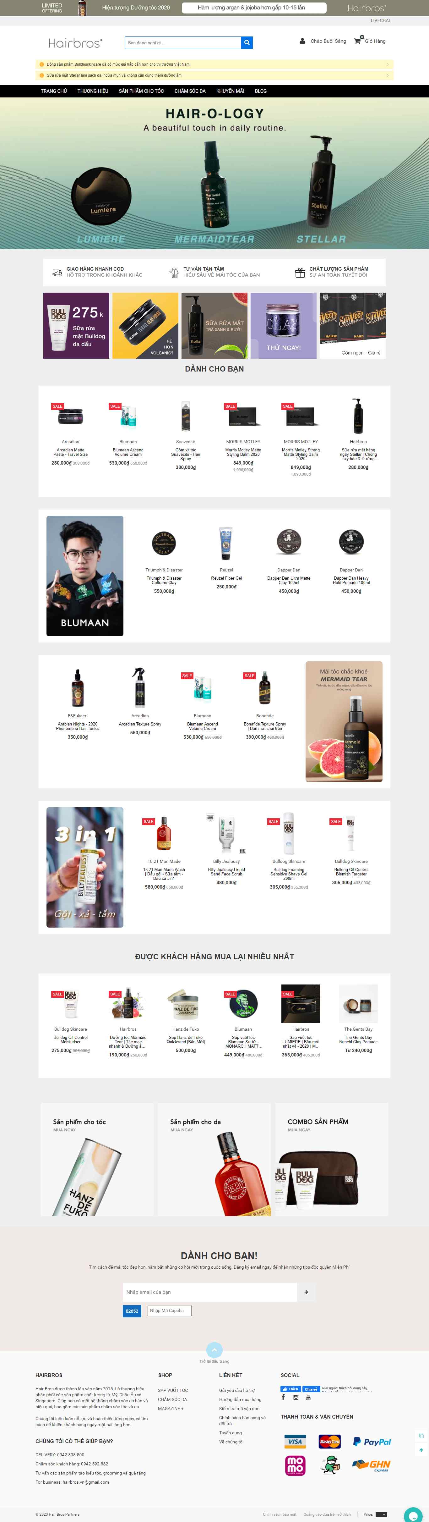 Thiết kế Website web sáp vuốt tóc - hairbrosvn