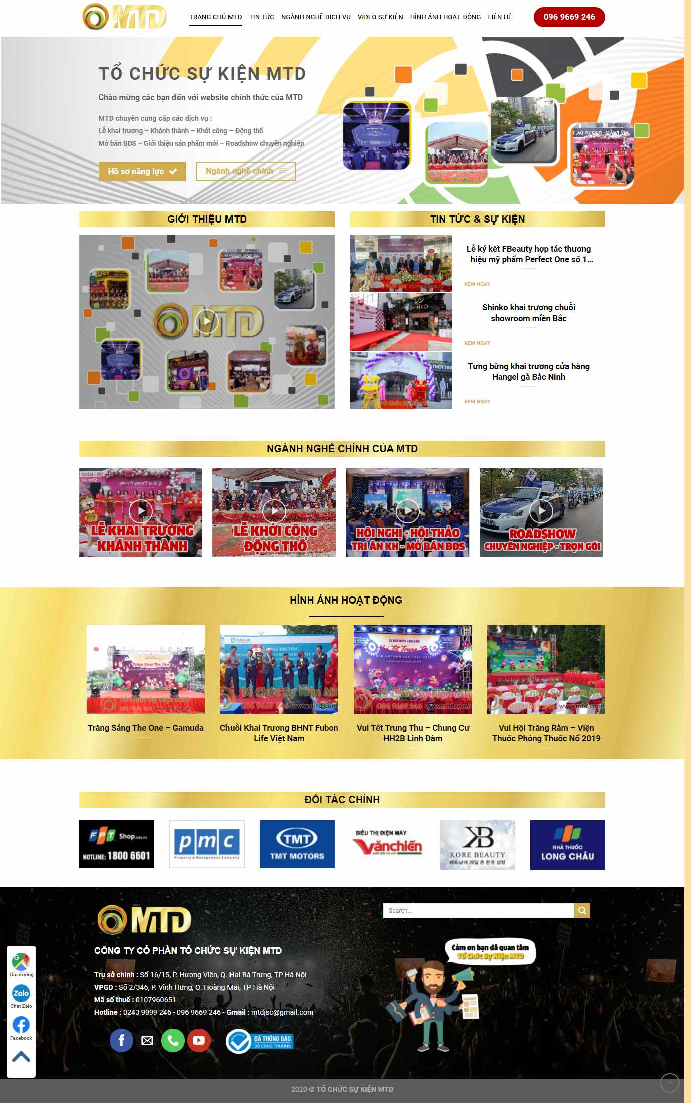 Thiết kế Website web tổ chức sự kiện - mtdcomvn