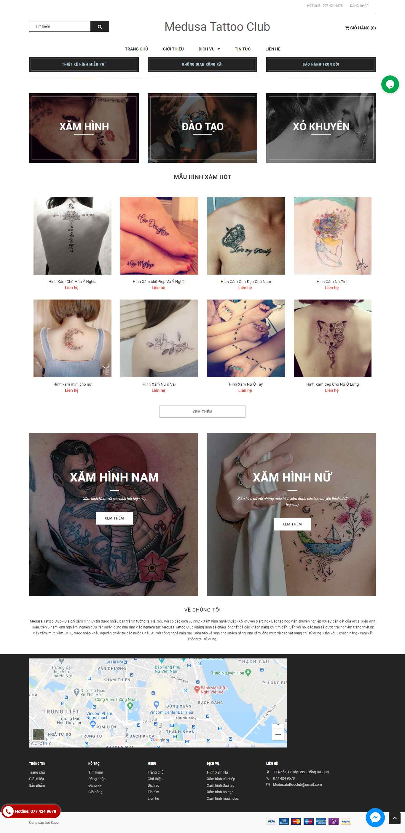 Thiết kế Website web săm hình nghệ thuật - medusatattooclubvn